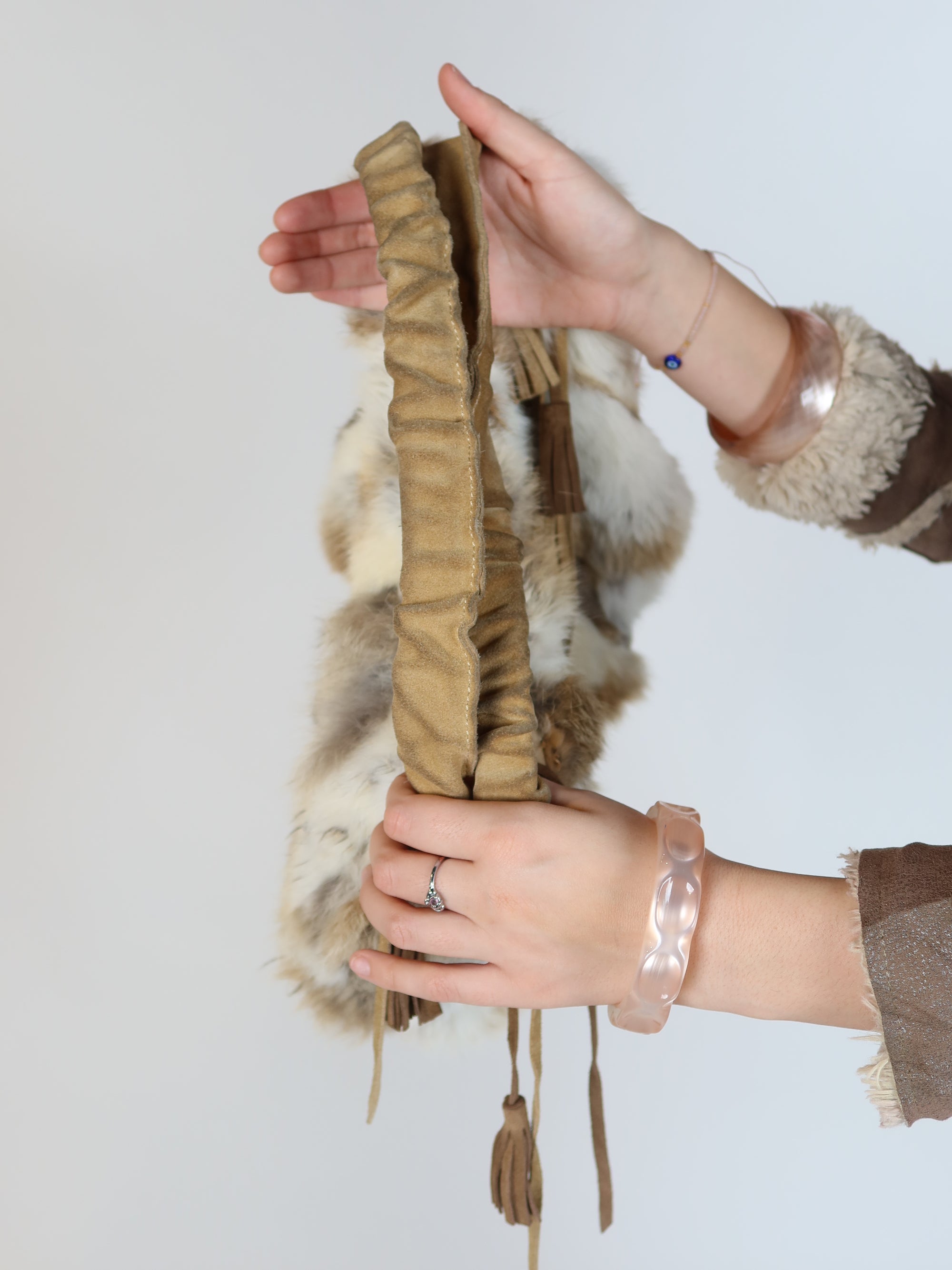 Vtg Rabbit Fur Bag