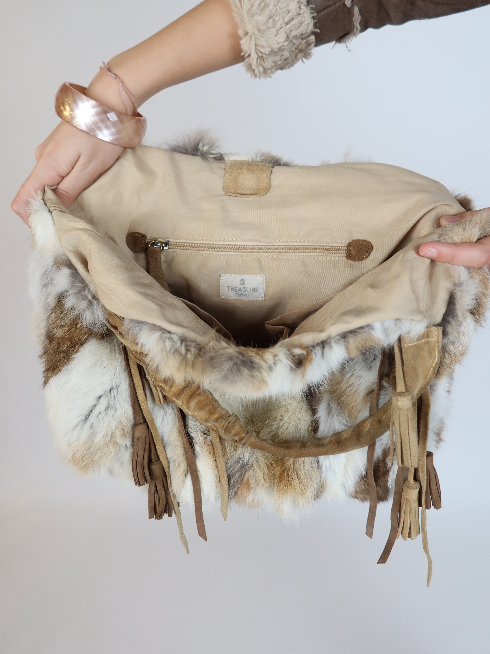Vtg Rabbit Fur Bag