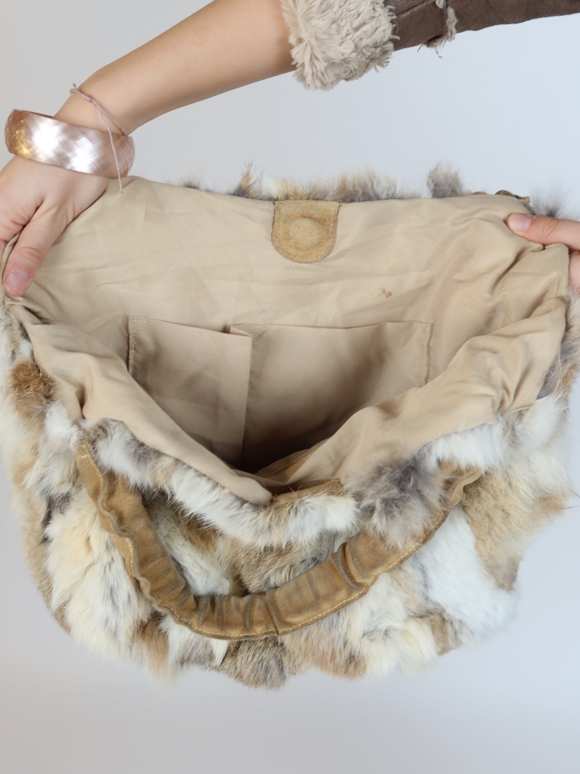 Vtg Rabbit Fur Bag