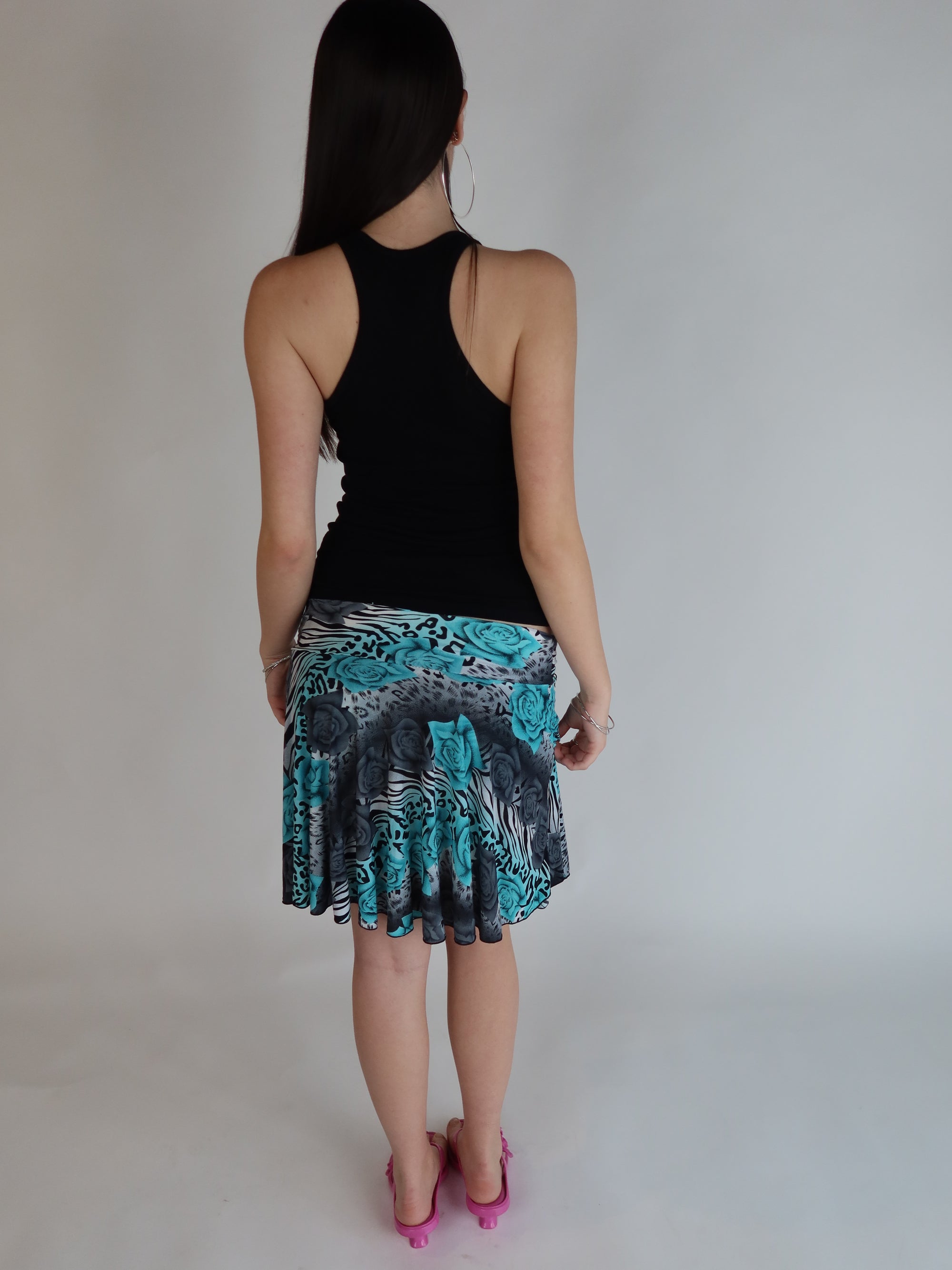 00's Teal Print Skirt XS/S