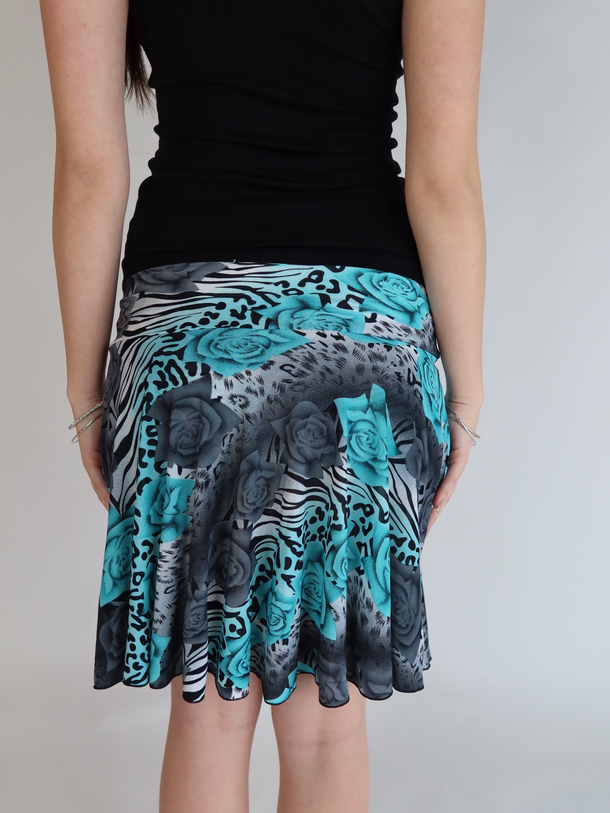 00's Teal Print Skirt XS/S