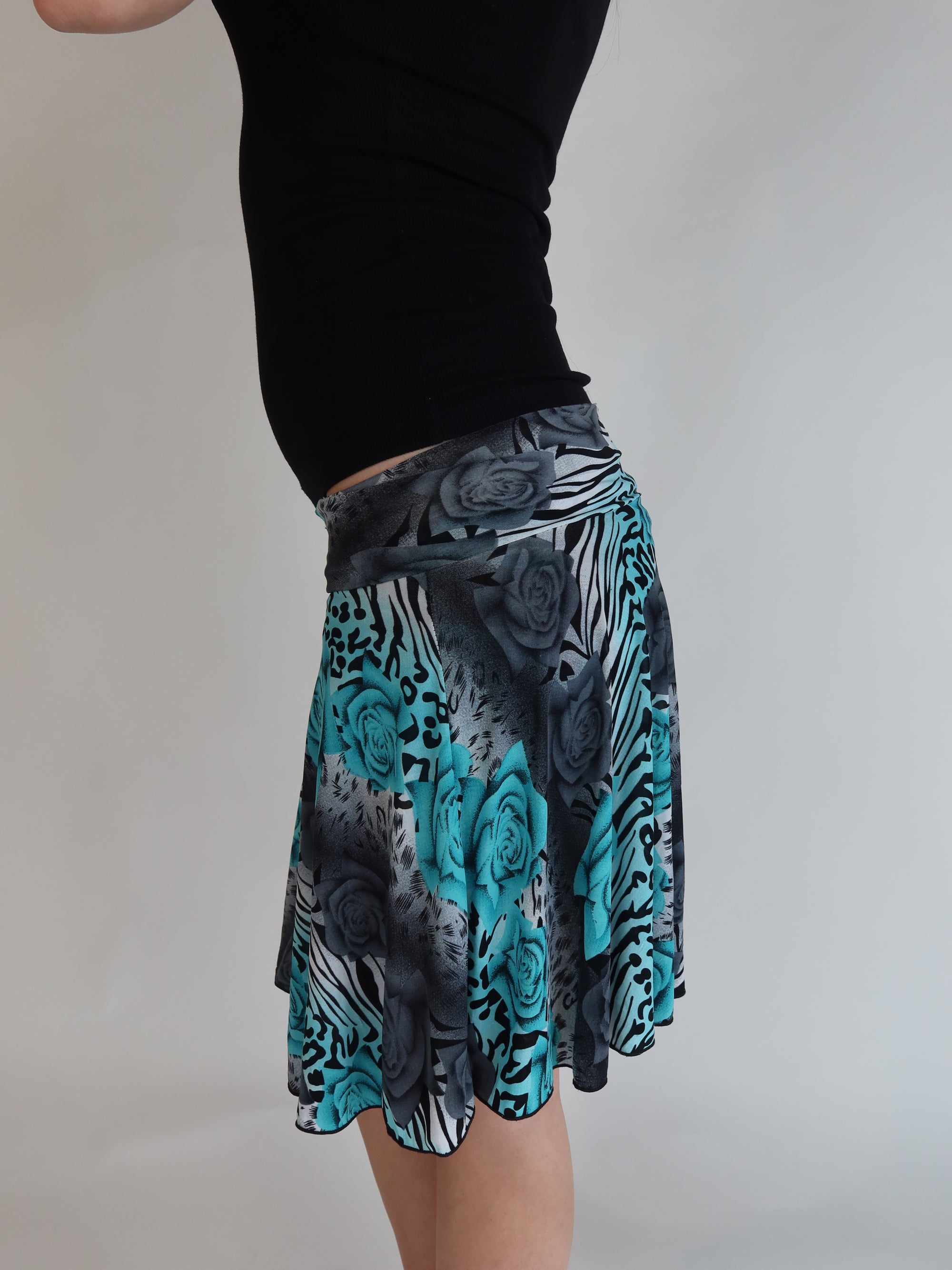 00's Teal Print Skirt XS/S
