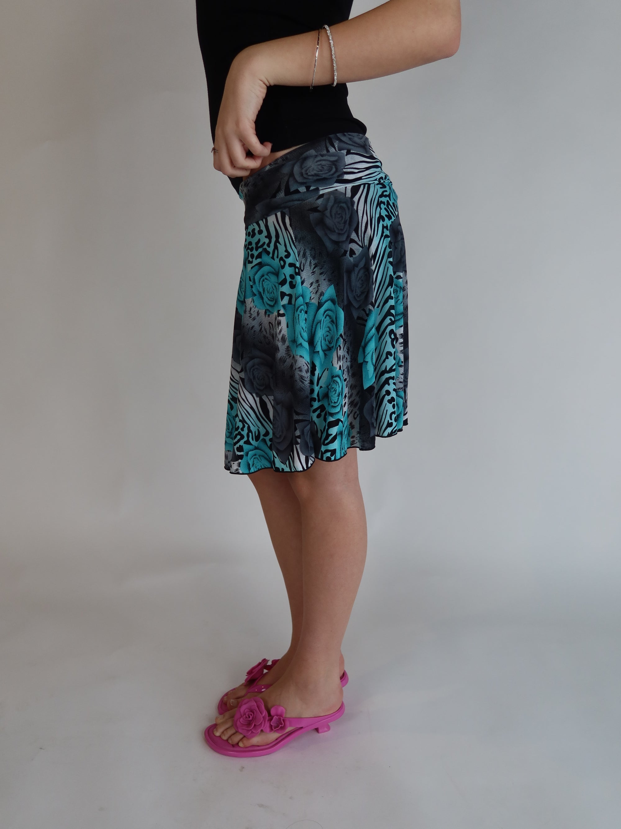 00's Teal Print Skirt XS/S