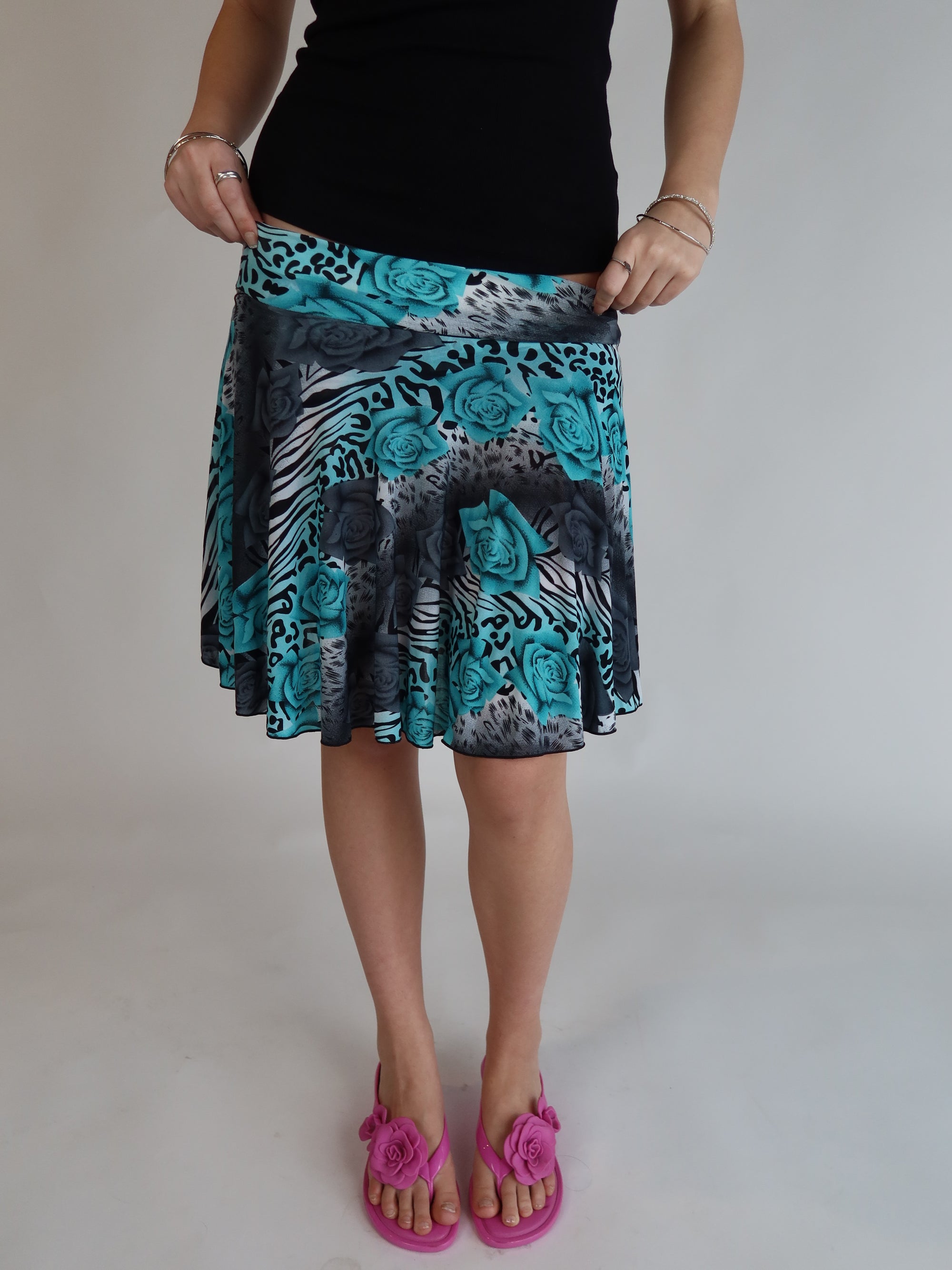 00's Teal Print Skirt XS/S