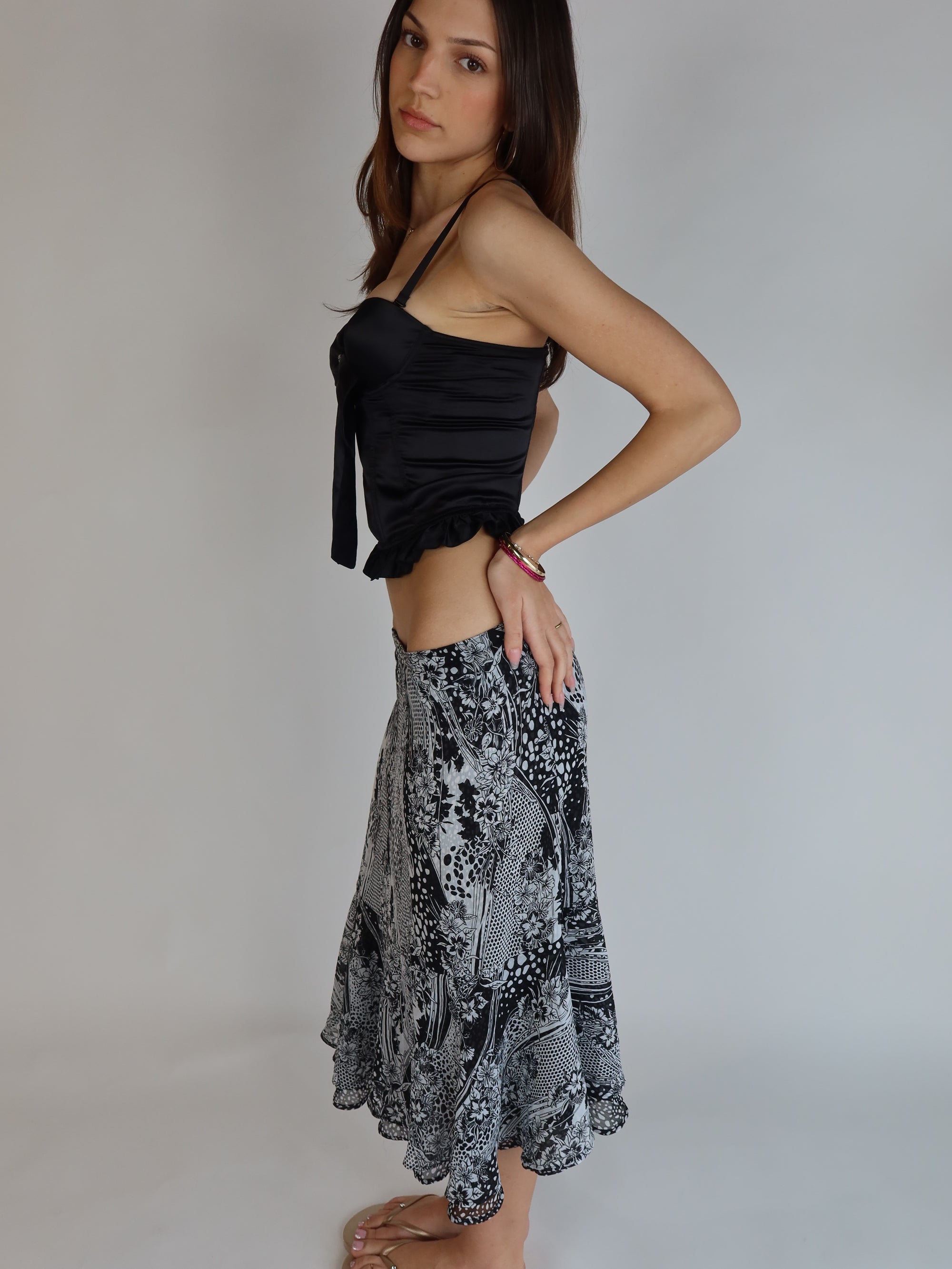 Y2K Black Bow Corset Top XS