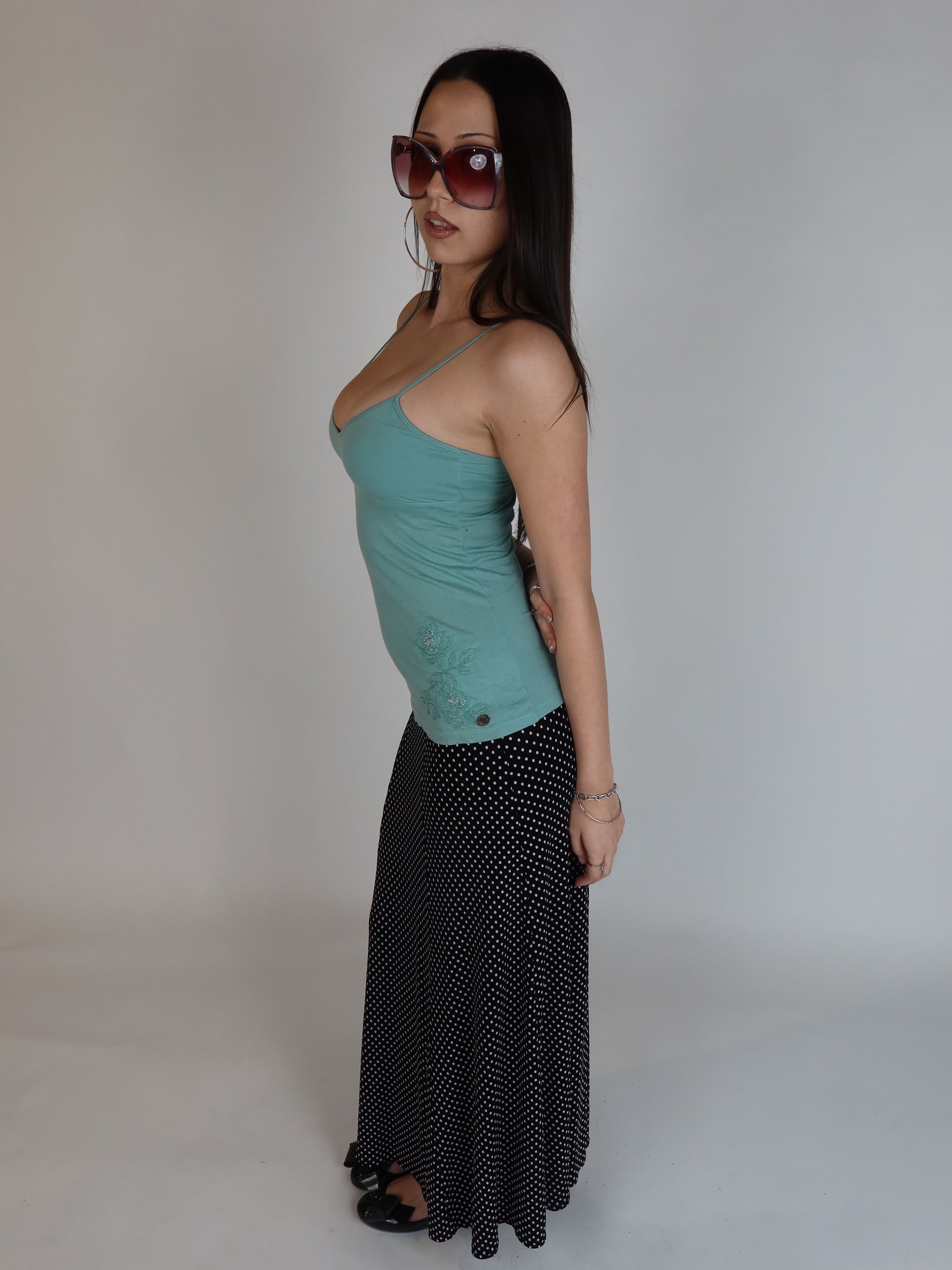 Y2K Polka Dot Maxi Skirt S/M