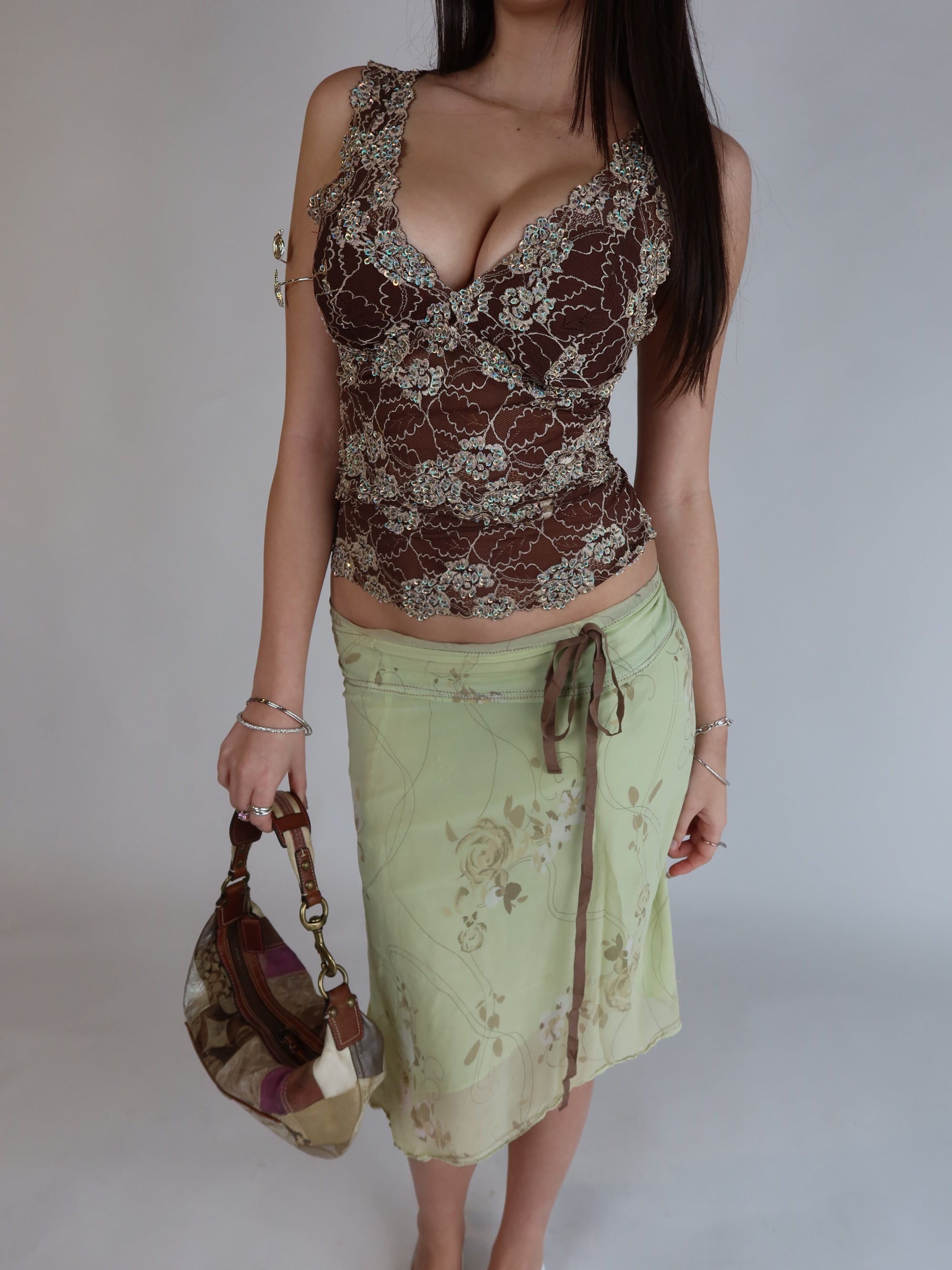 Beaded Lace Corset Top M