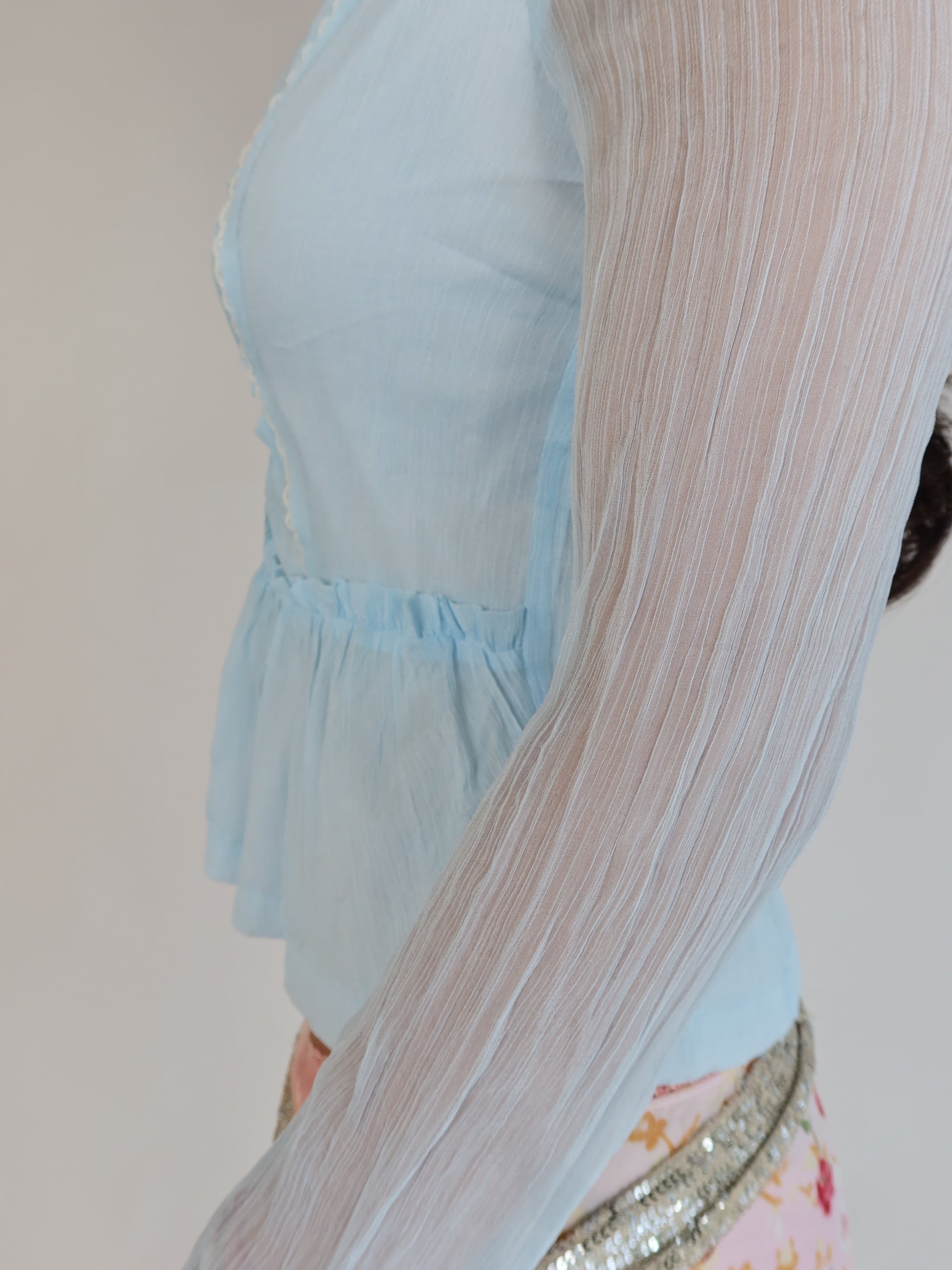 Vtg Ruffle Blouse XS/S