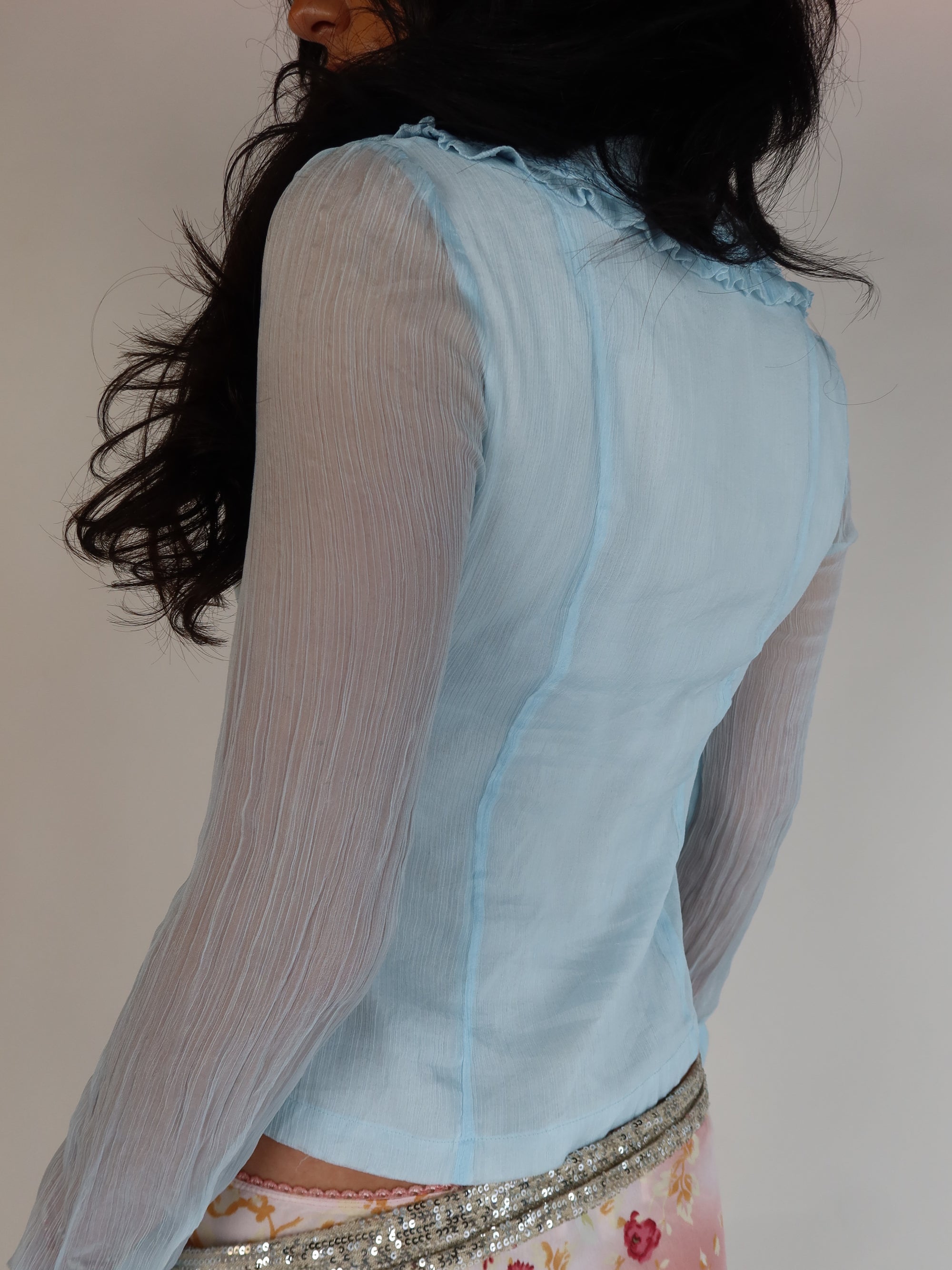 Vtg Ruffle Blouse XS/S