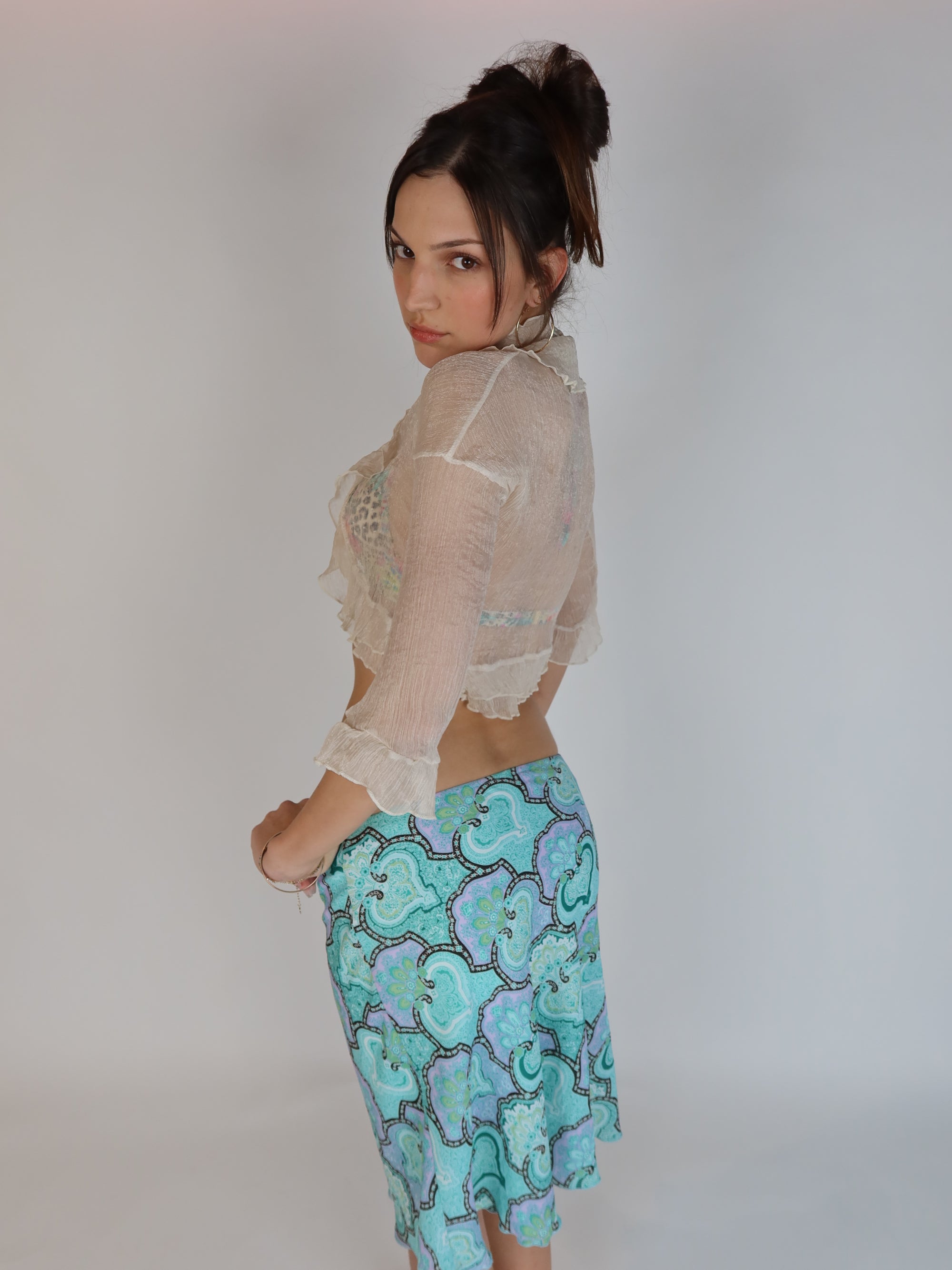 Y2K Sheer Ivory Mesh Top XS
