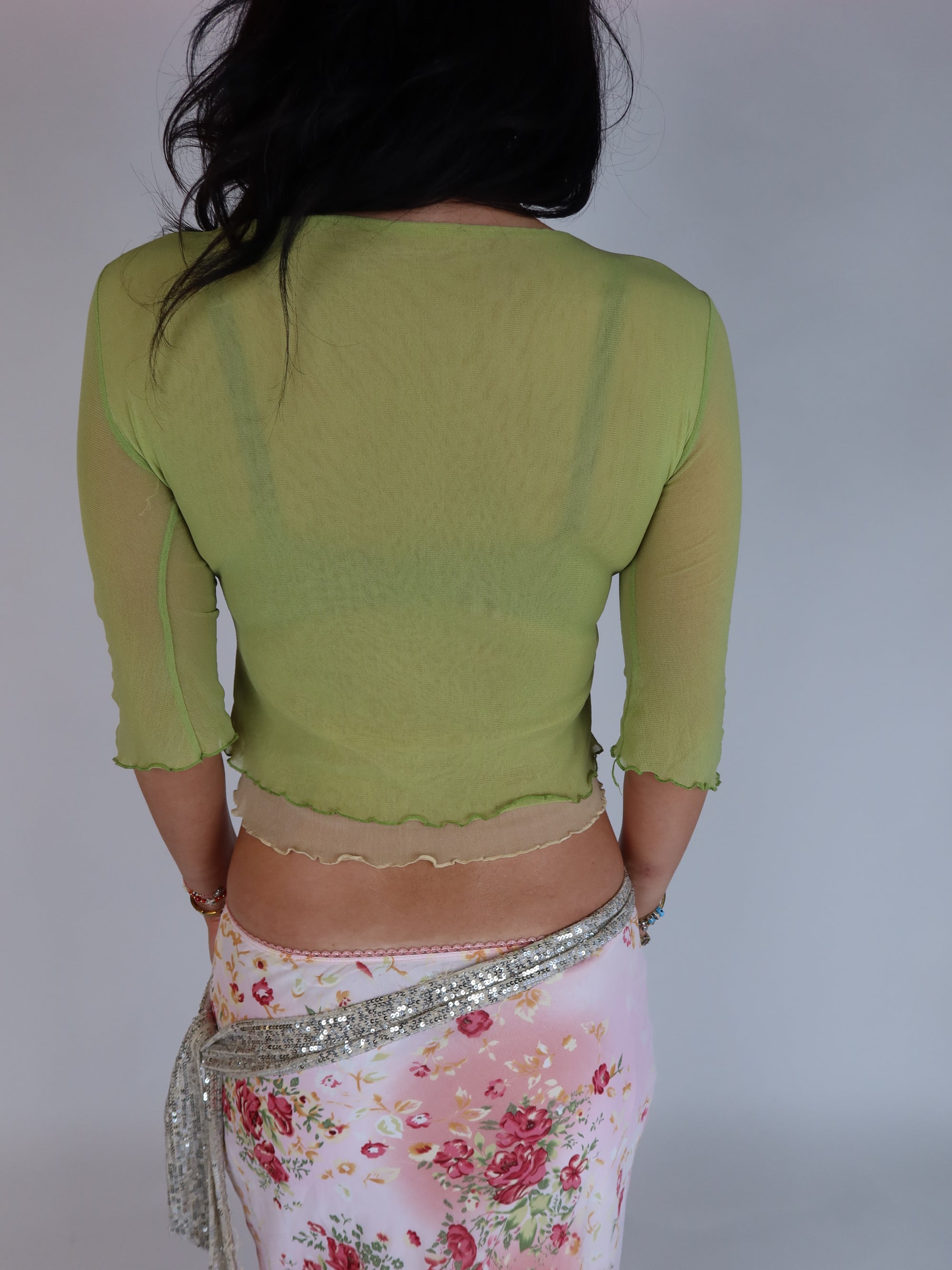 Y2K Lime Green Mesh Top XS
