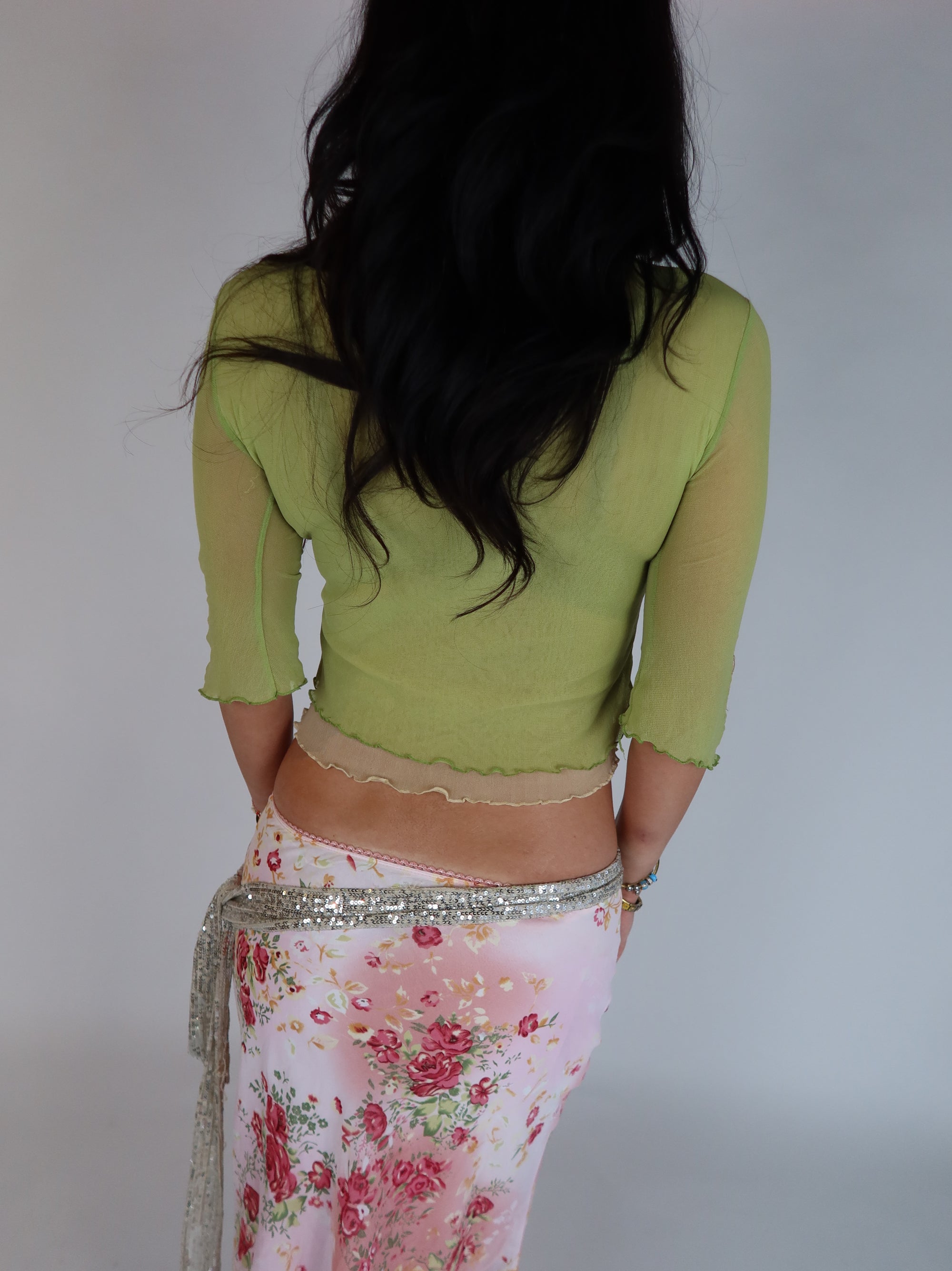 Y2K Lime Green Mesh Top XS