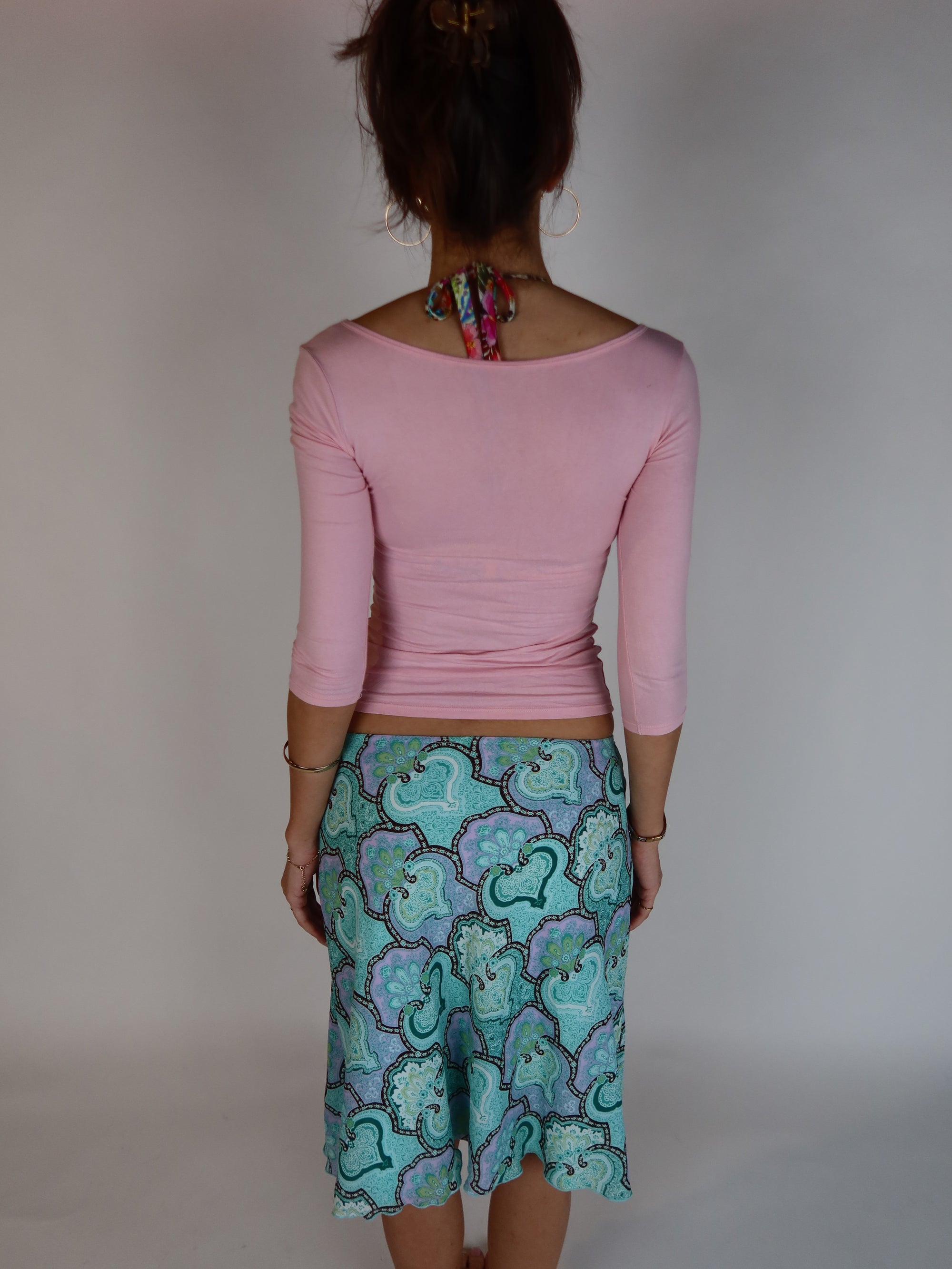 Y2K Baby Pink Lace Trim Top S