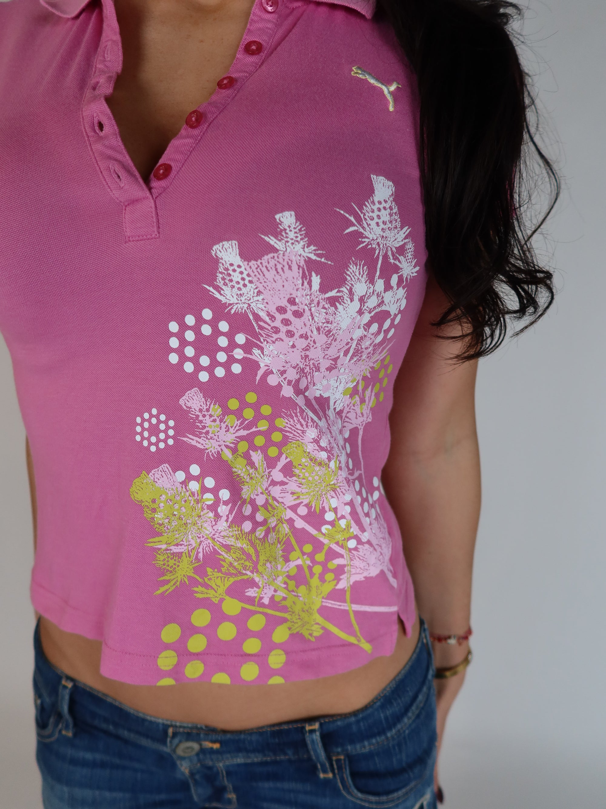Vtg Puma Graphic Polo XS/S
