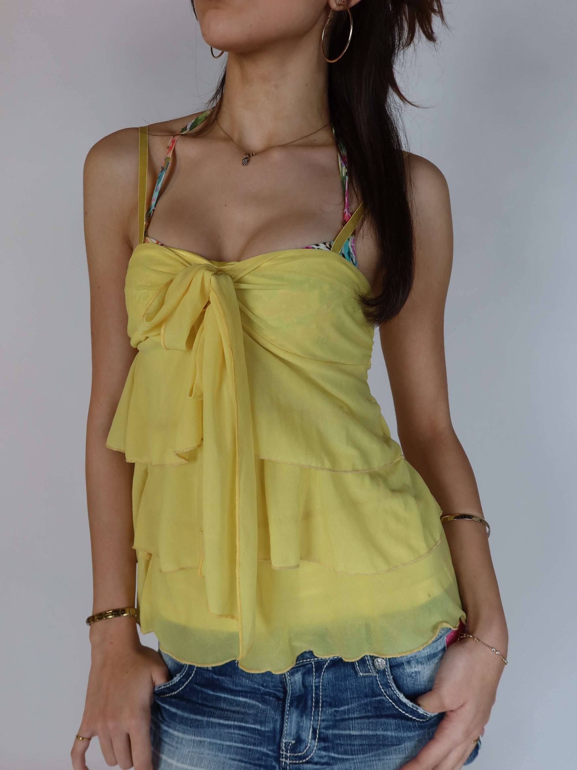 Y2K Butter Tie Front Cami XS/S