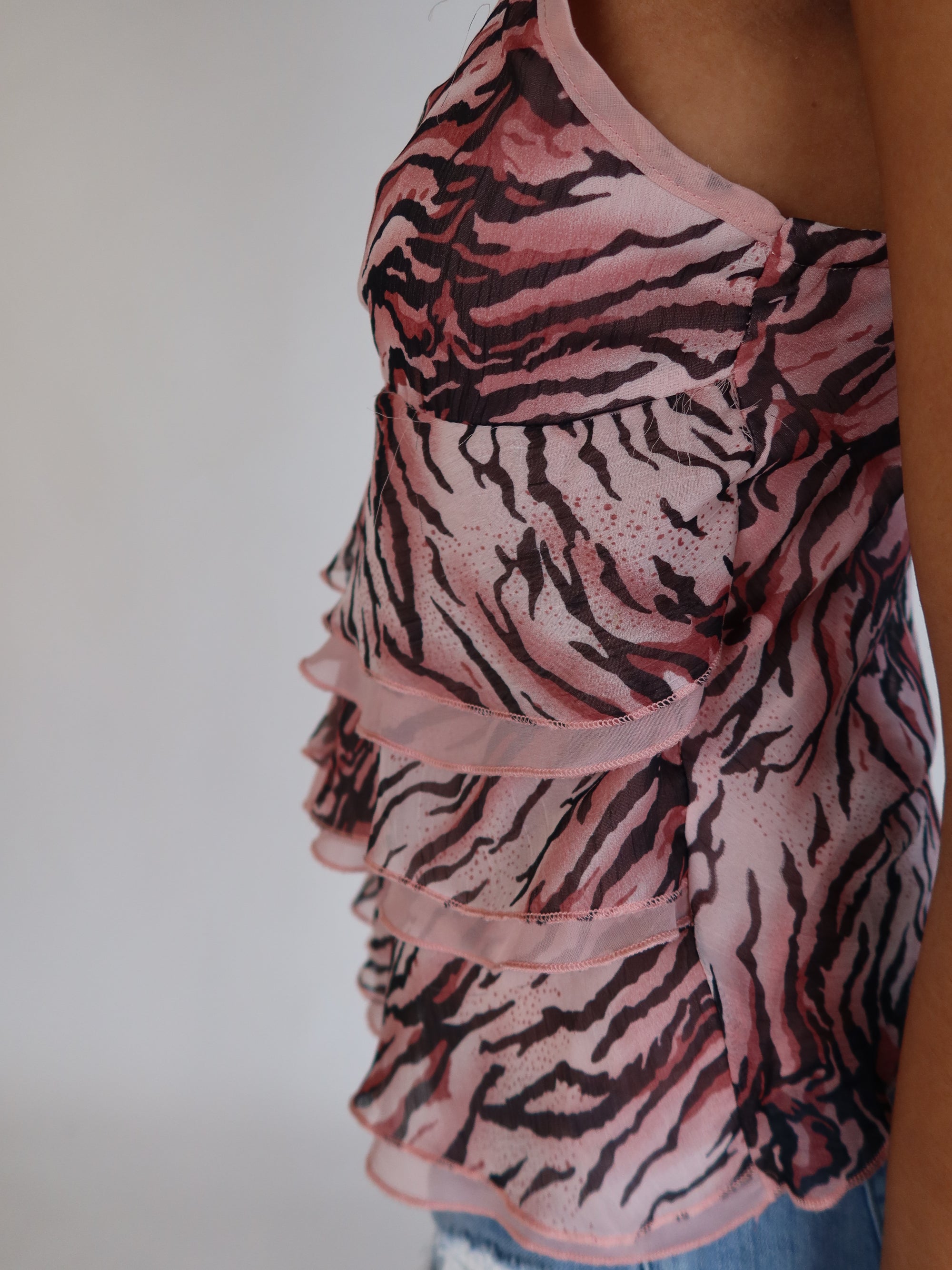 Y2K Pink Zebra Cami Top S/M