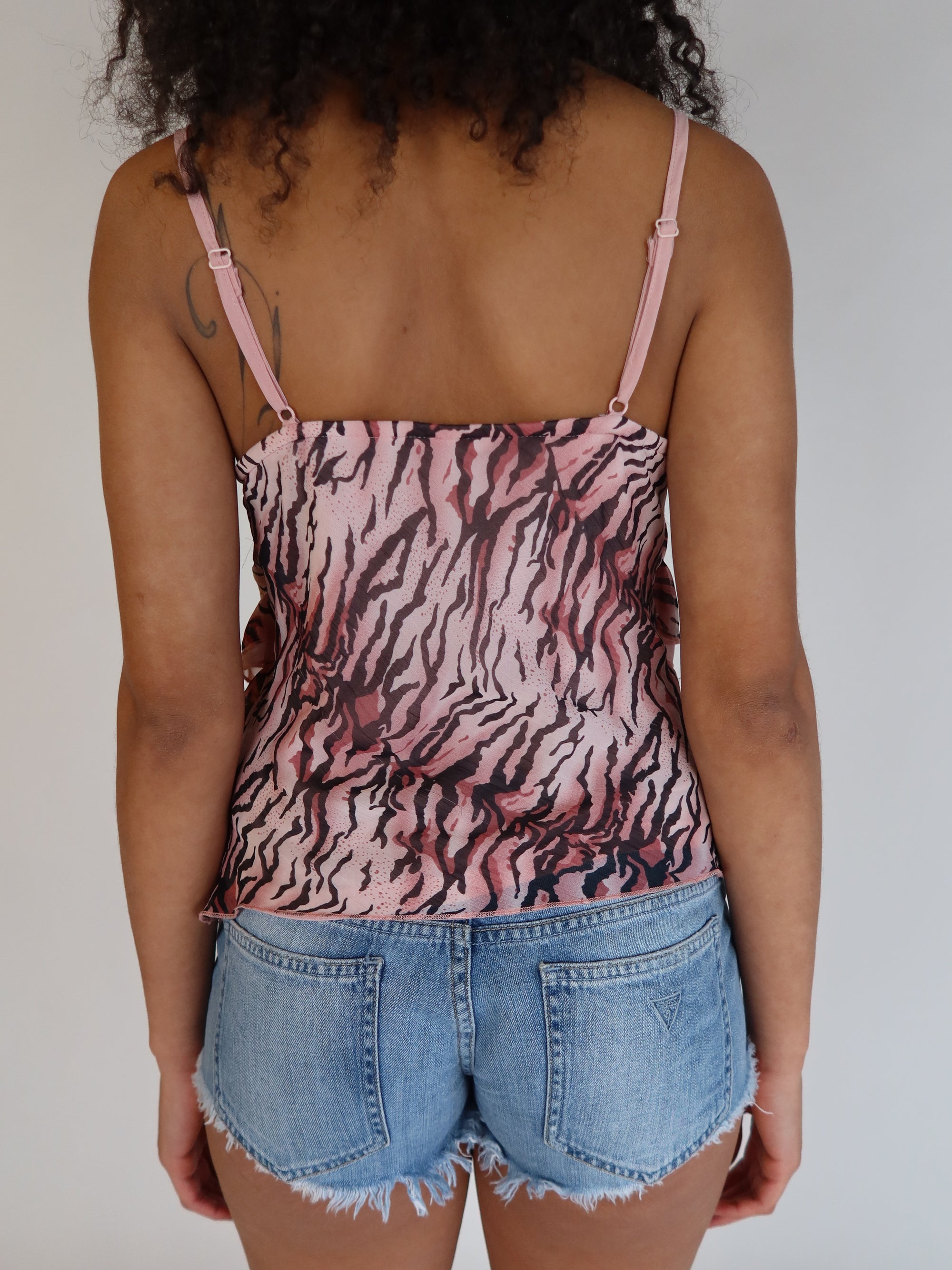 Y2K Pink Zebra Cami Top S/M