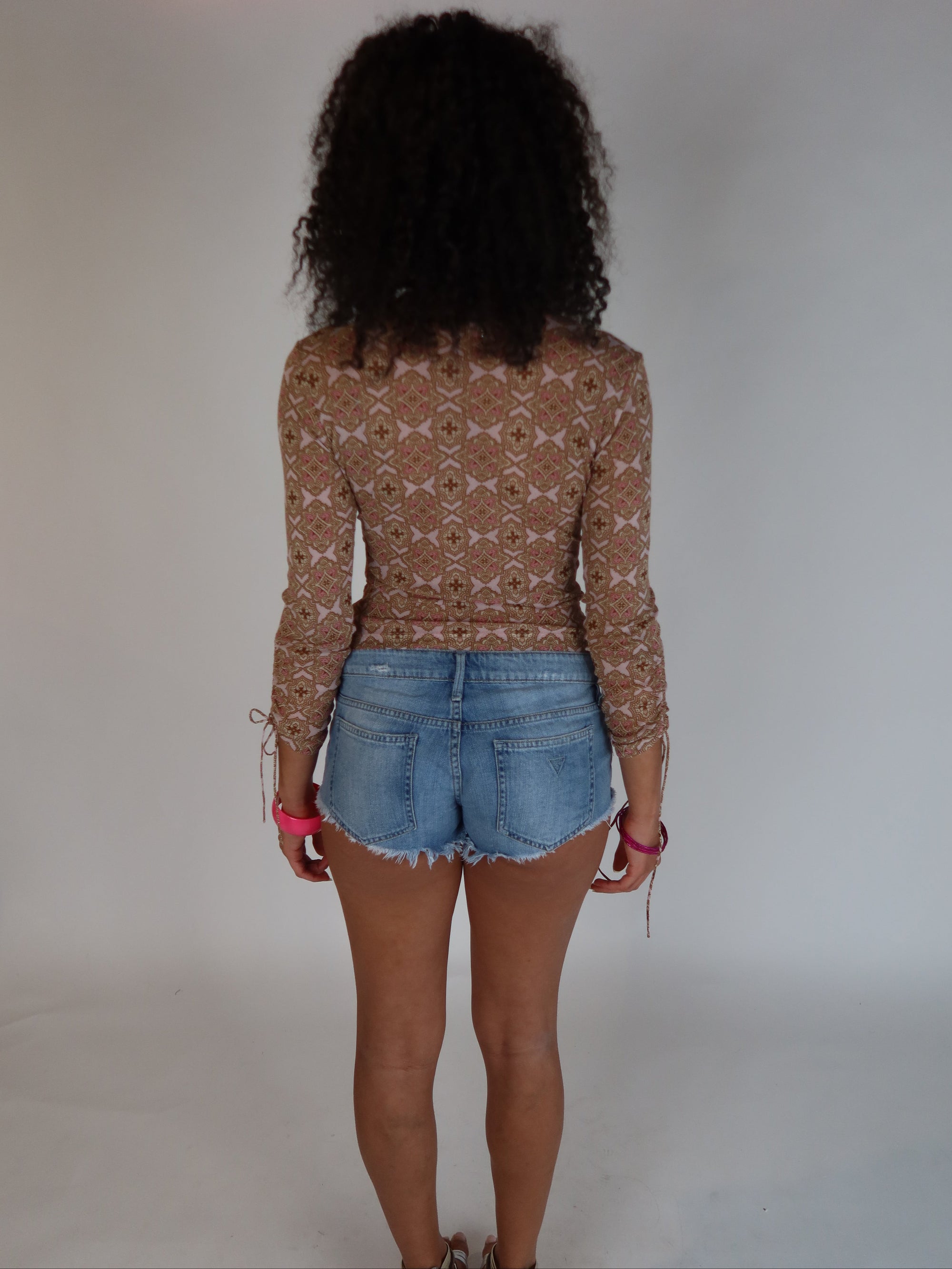 Y2K Pink/ Brown Mesh Top S/M