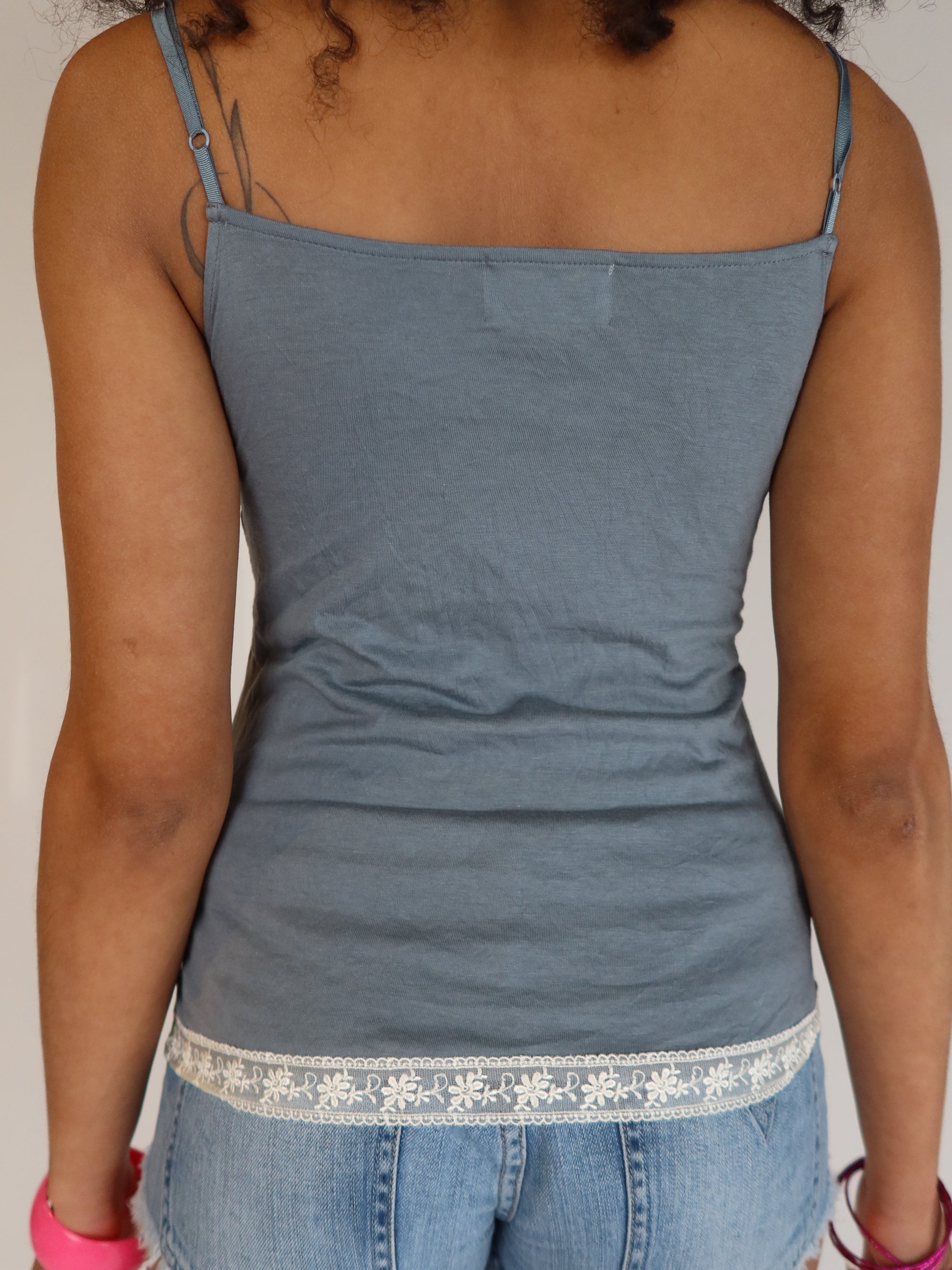 Y2K Blue Lace Trim Cami S/M