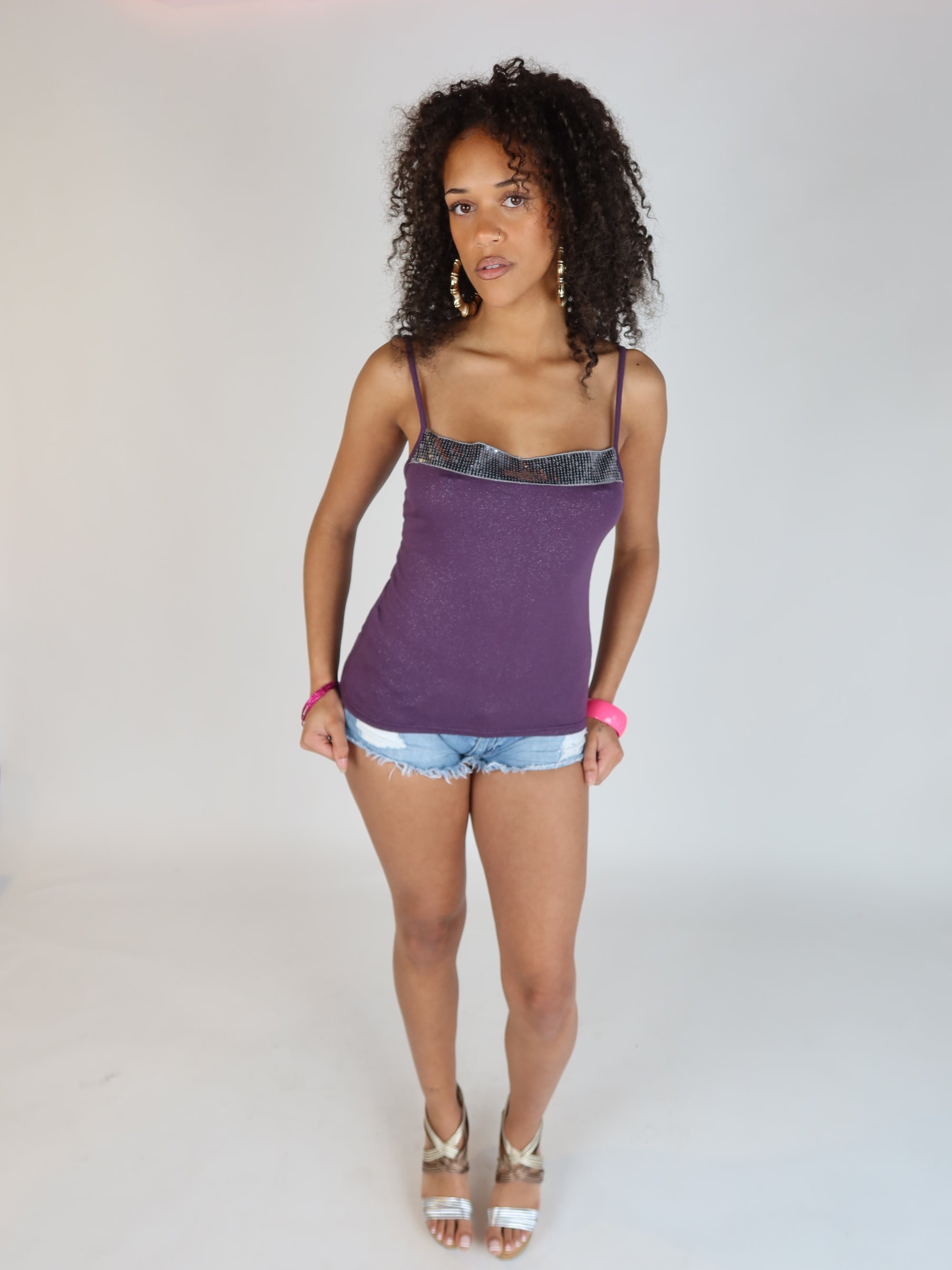 Y2K Purple Glitter Cami S/M