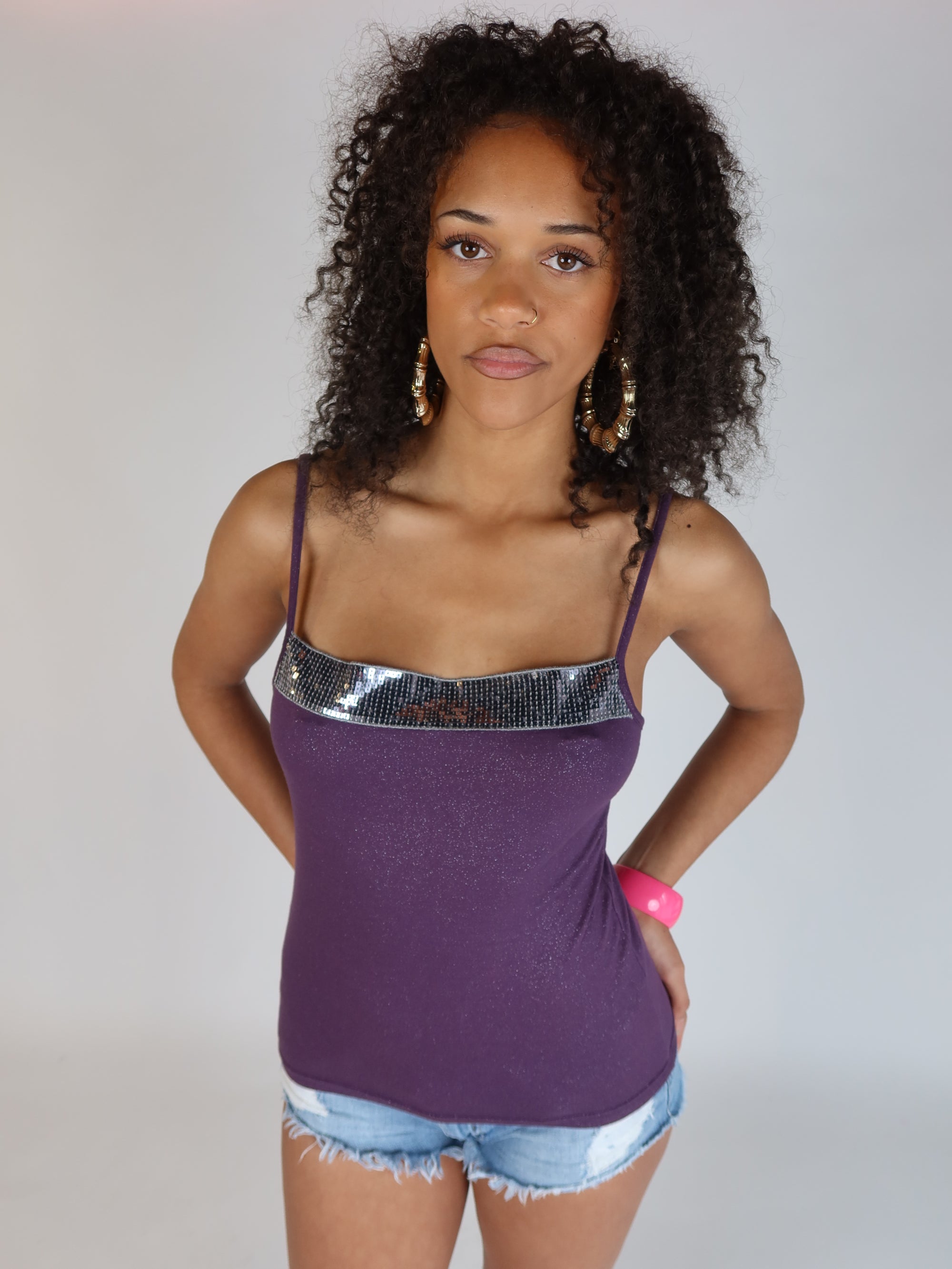 Y2K Purple Glitter Cami S/M