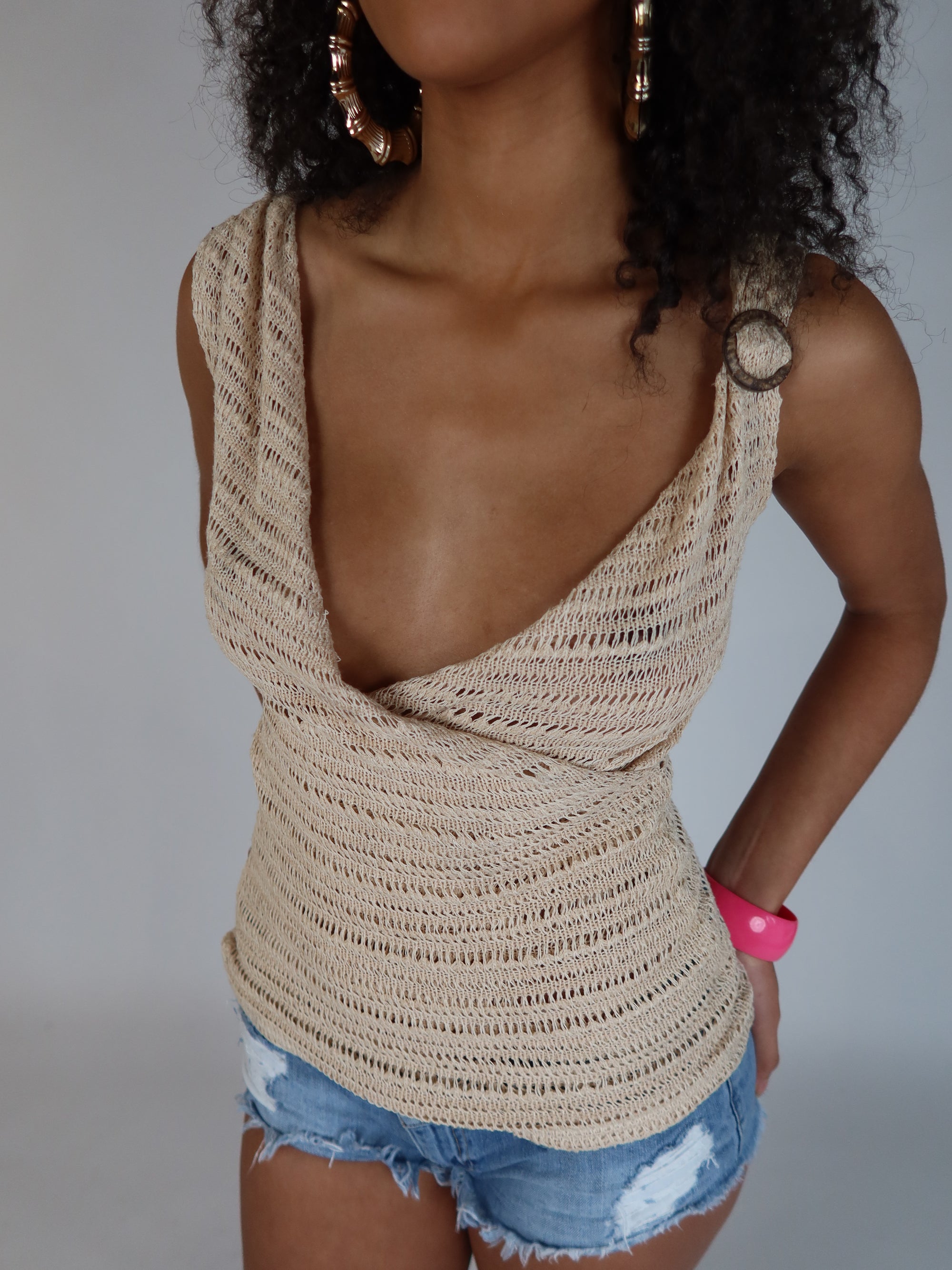 Y2K Crochet Knit Tank S/M