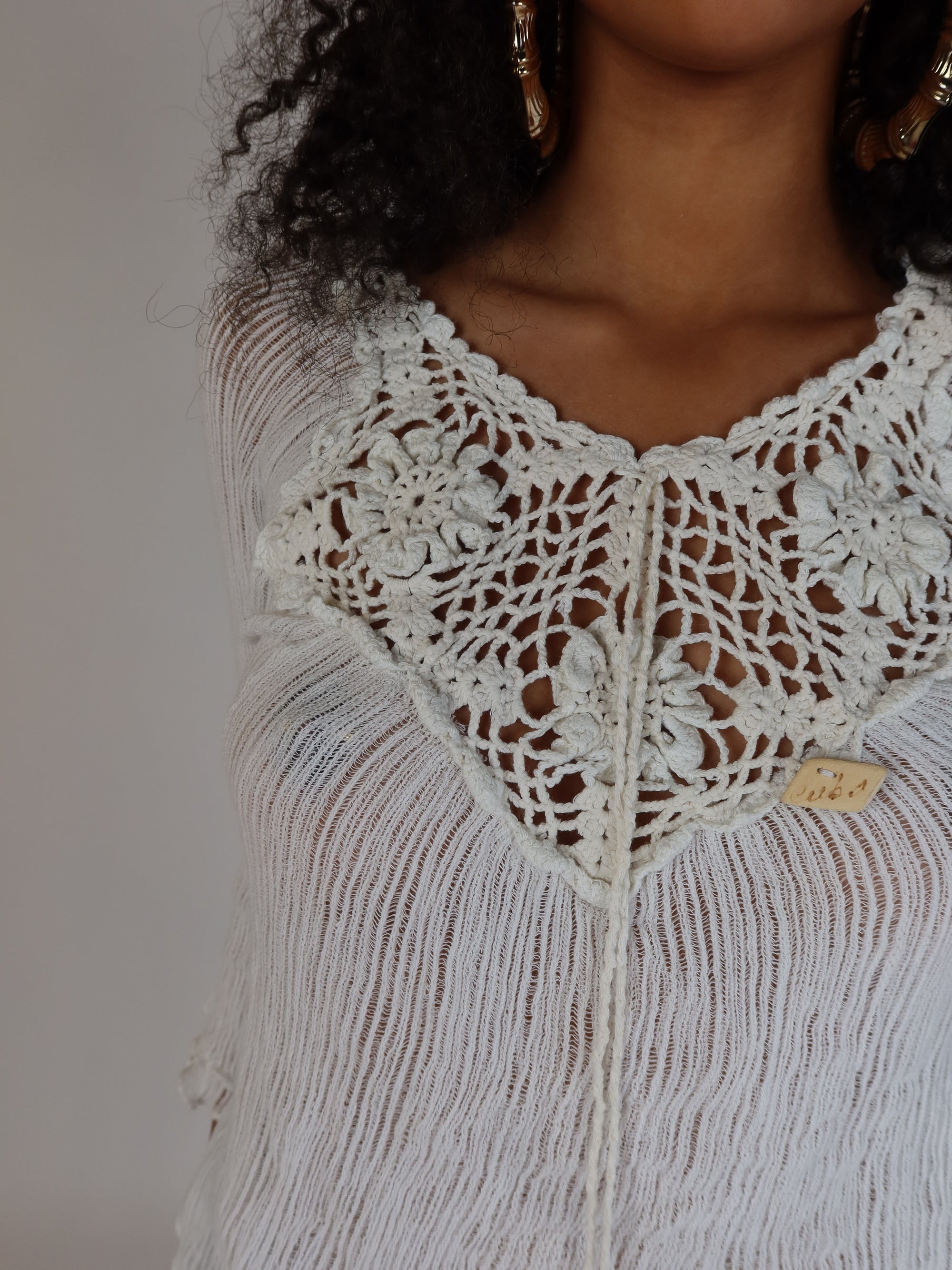 Y2K Crochet Boho Top S/M
