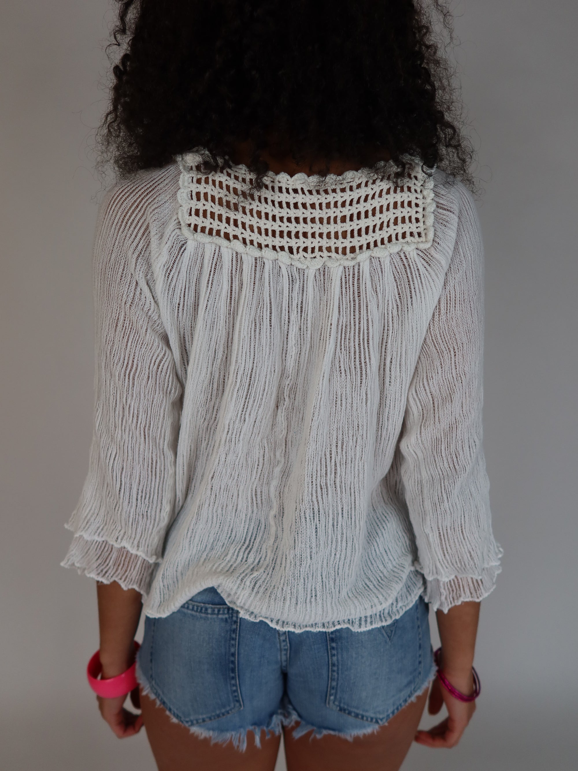 Y2K Crochet Boho Top S/M