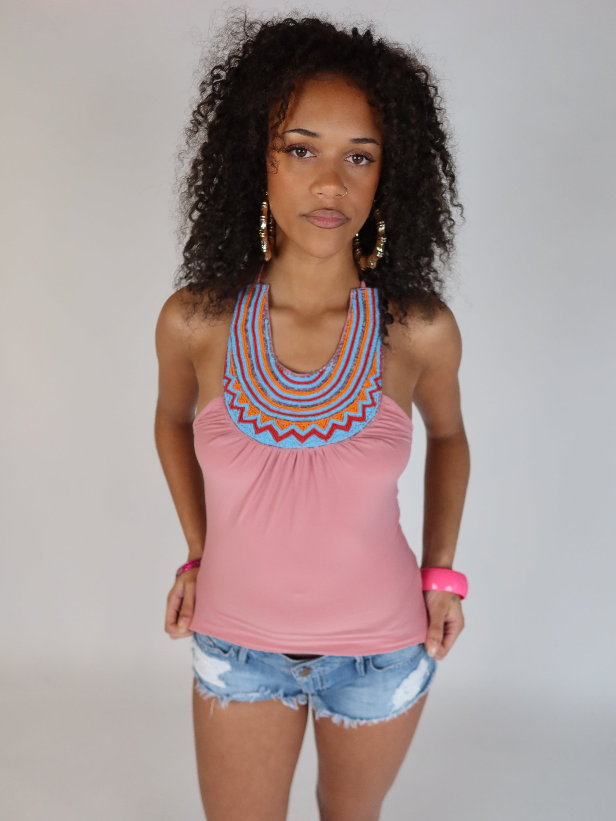 Y2K Beaded Halter Tank XS/S