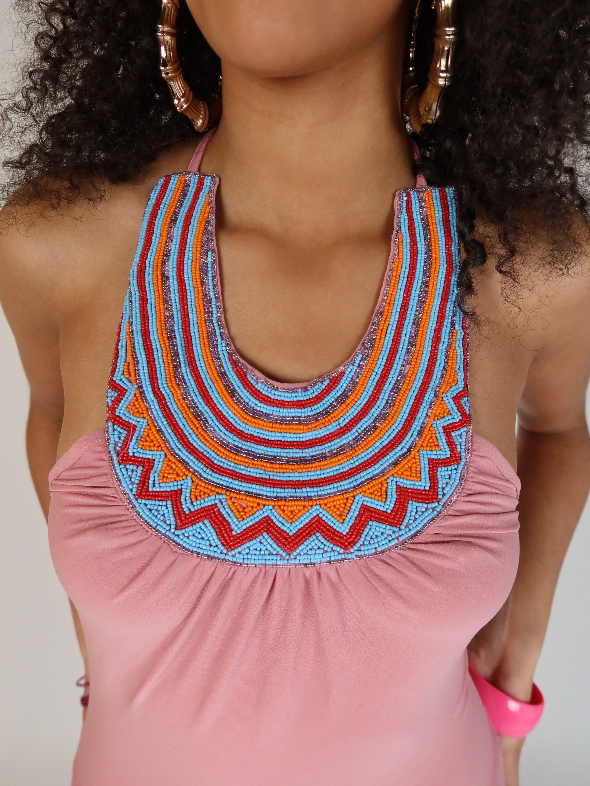 Y2K Beaded Halter Tank XS/S
