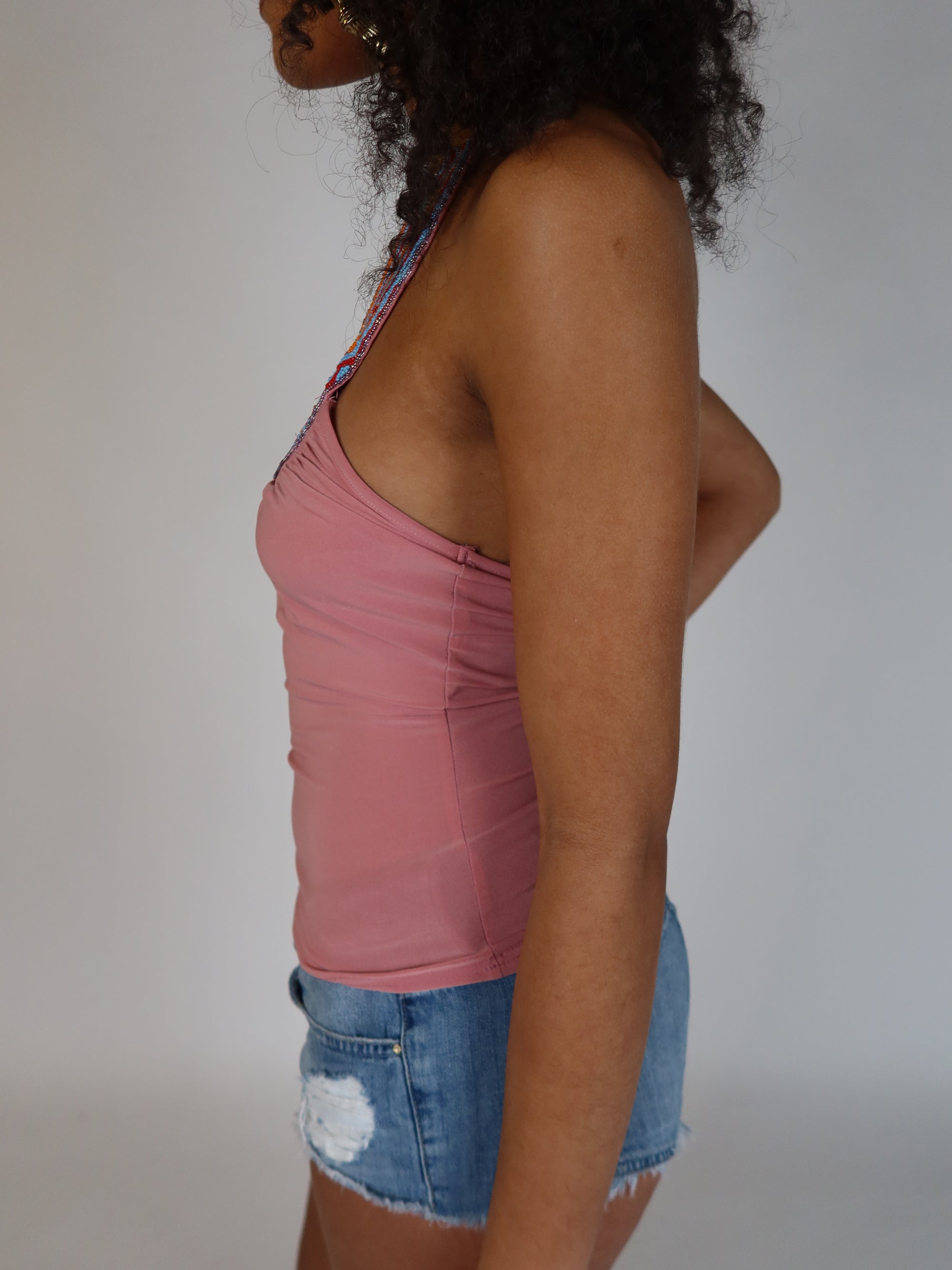Y2K Beaded Halter Tank XS/S