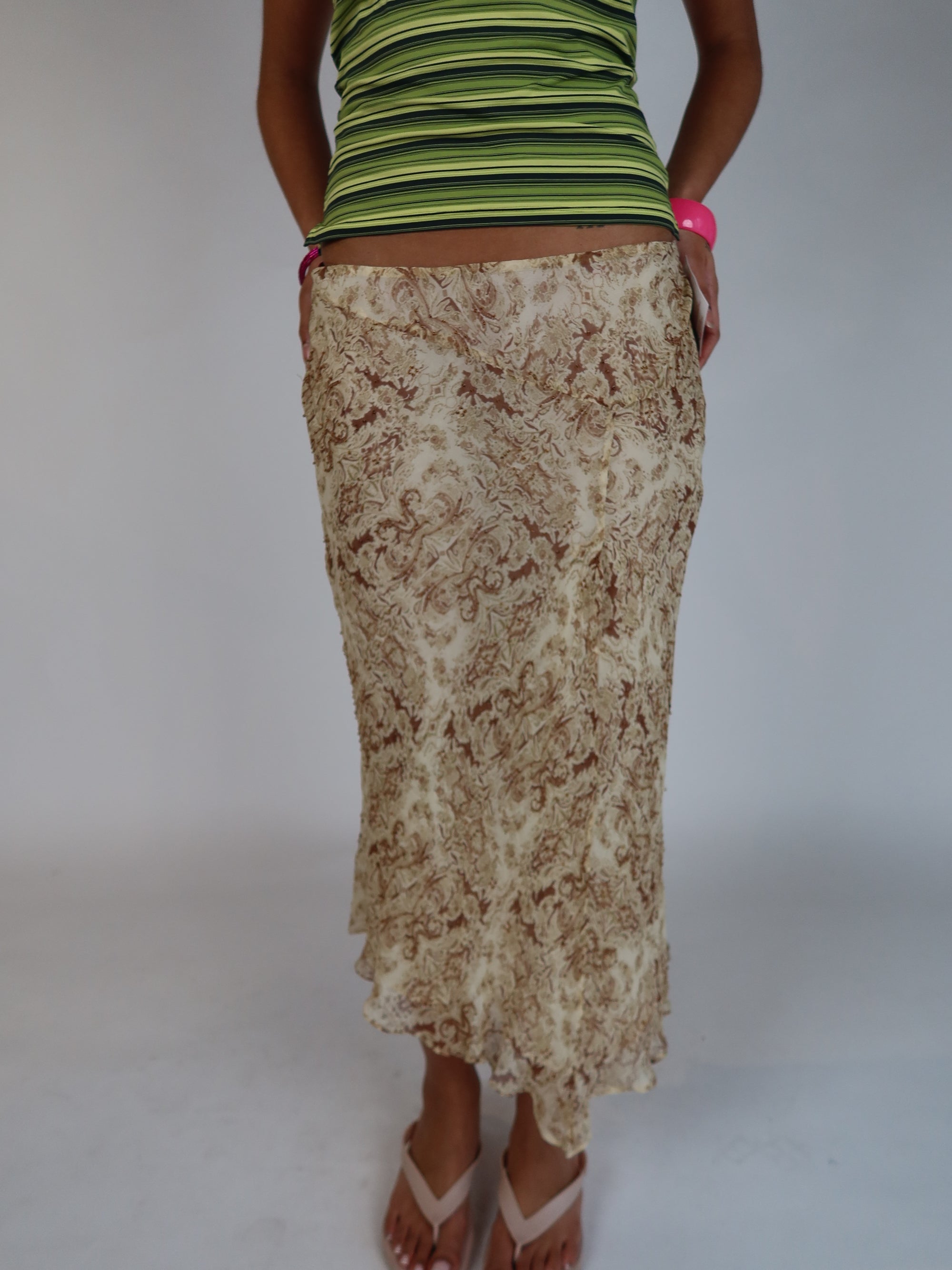 100% Silk Midi Skirt S/M