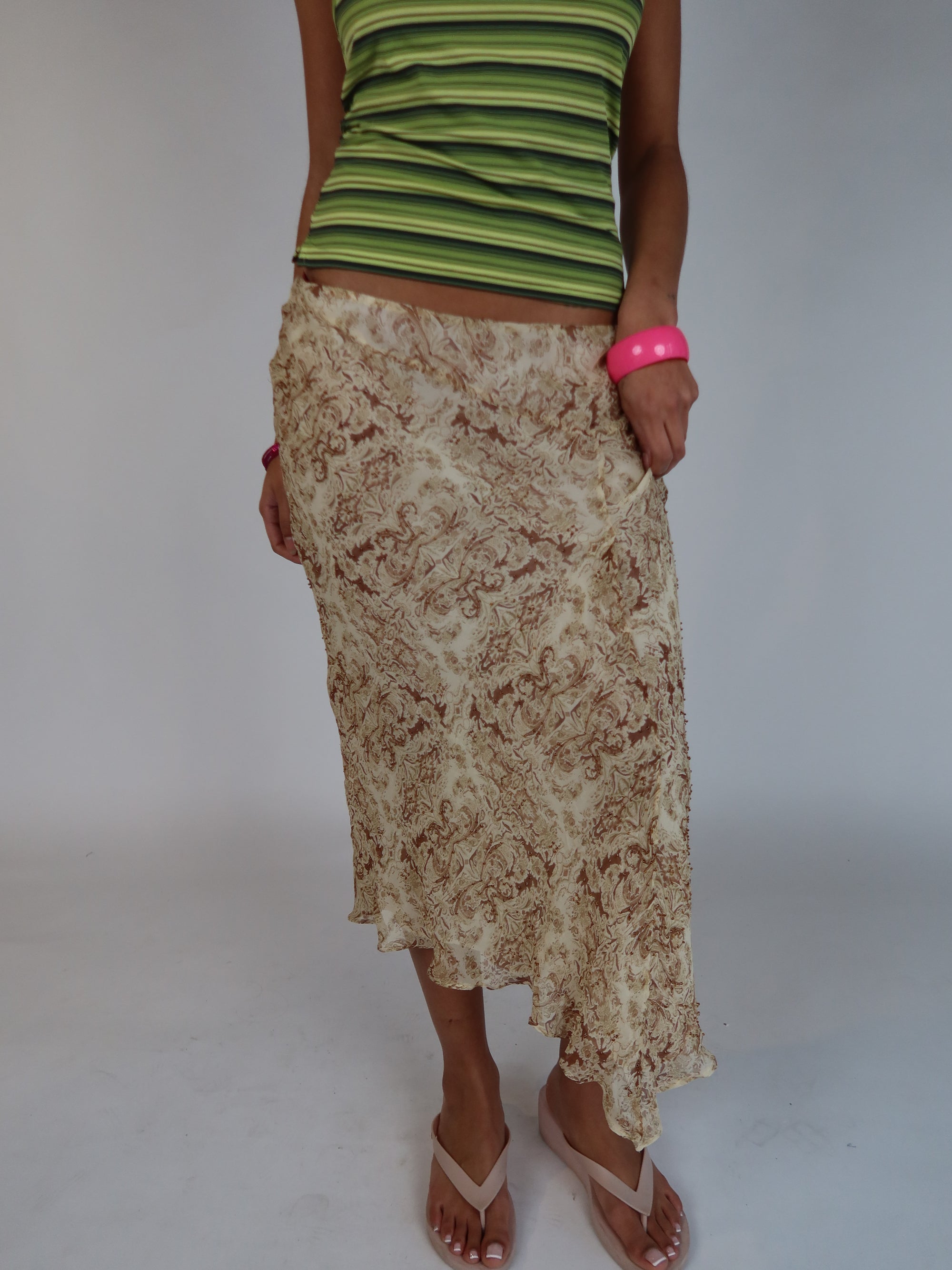 100% Silk Midi Skirt S/M