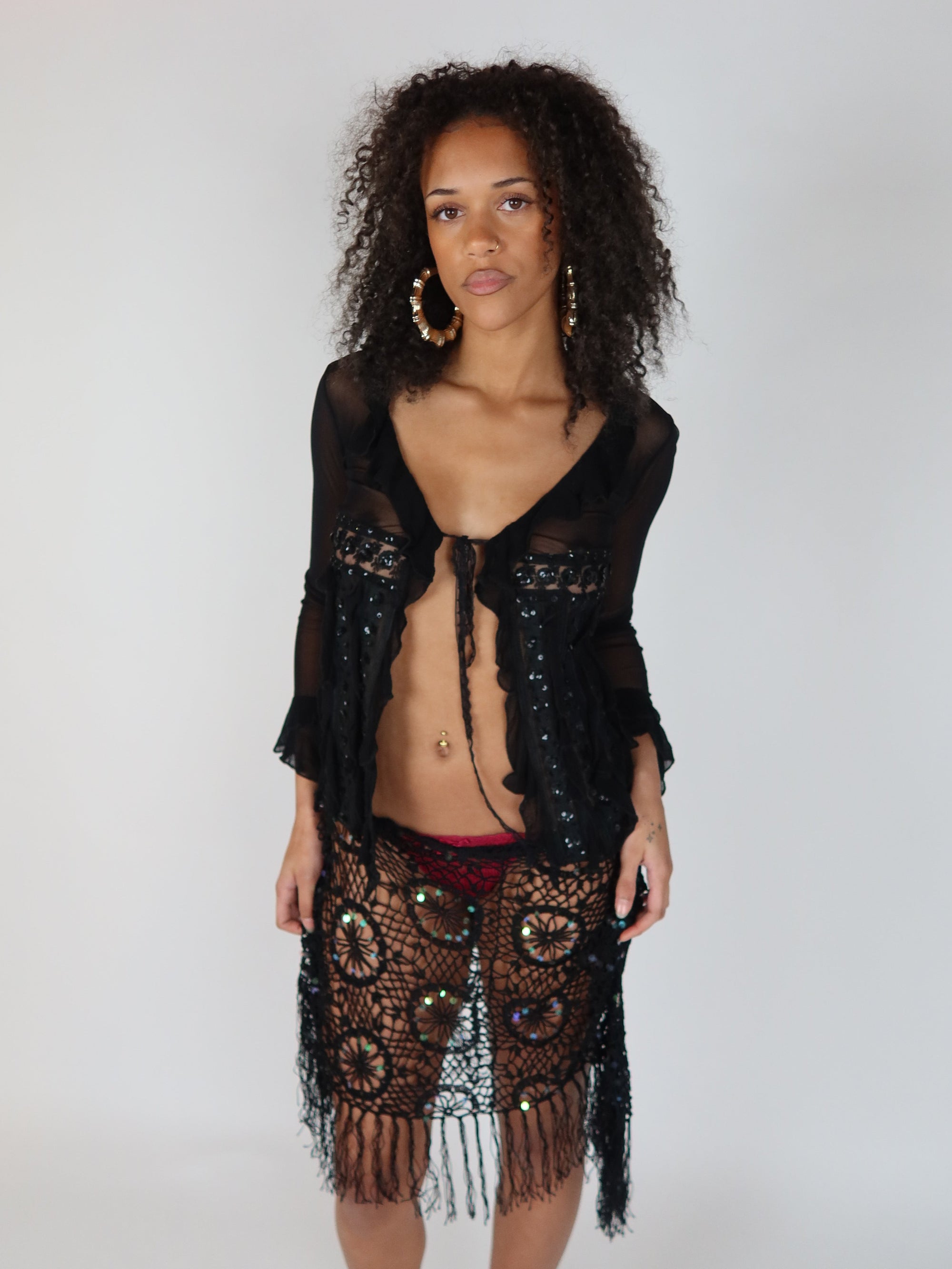 Sheer Sequin Blouse S/M