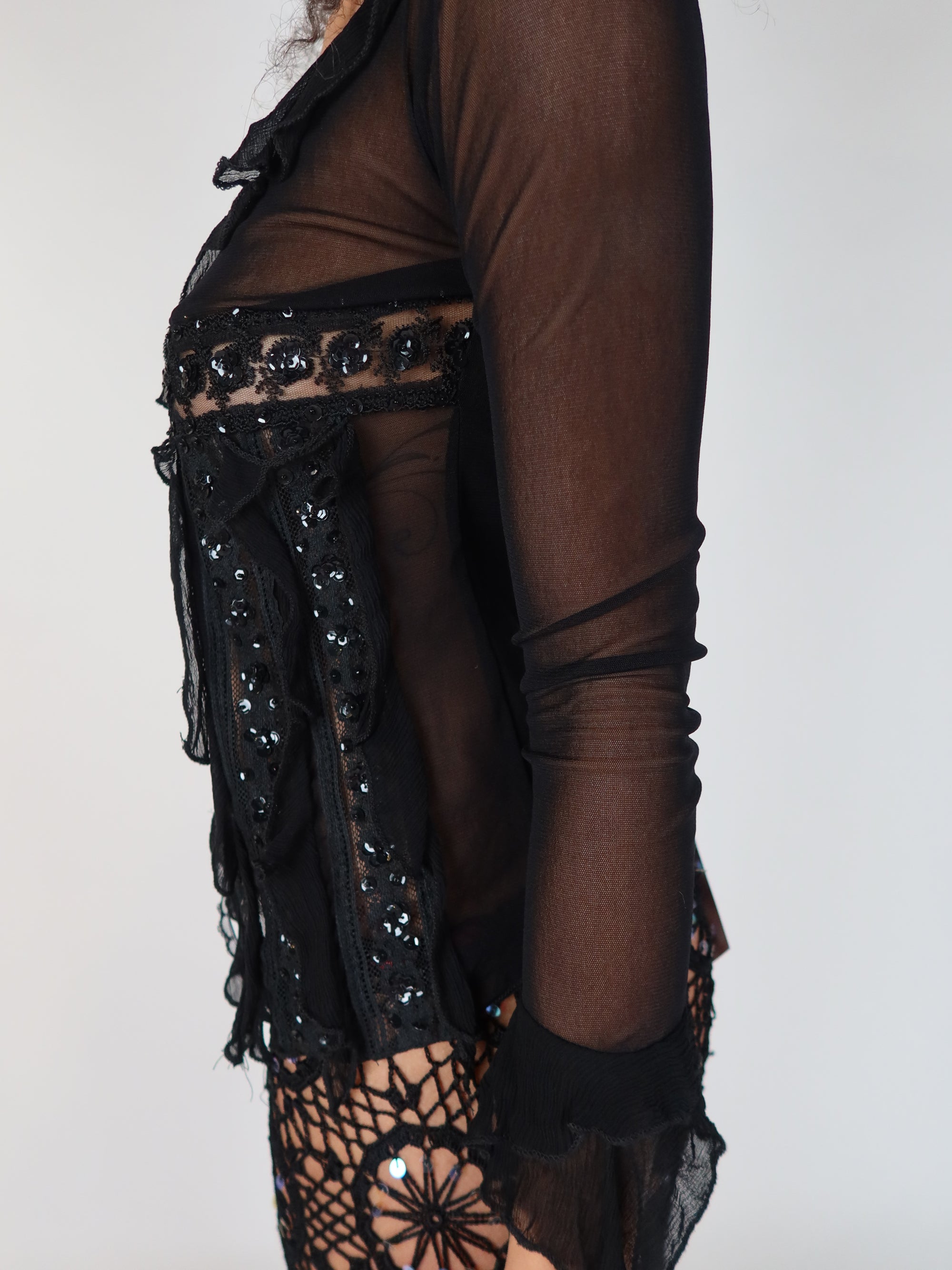 Sheer Sequin Blouse S/M