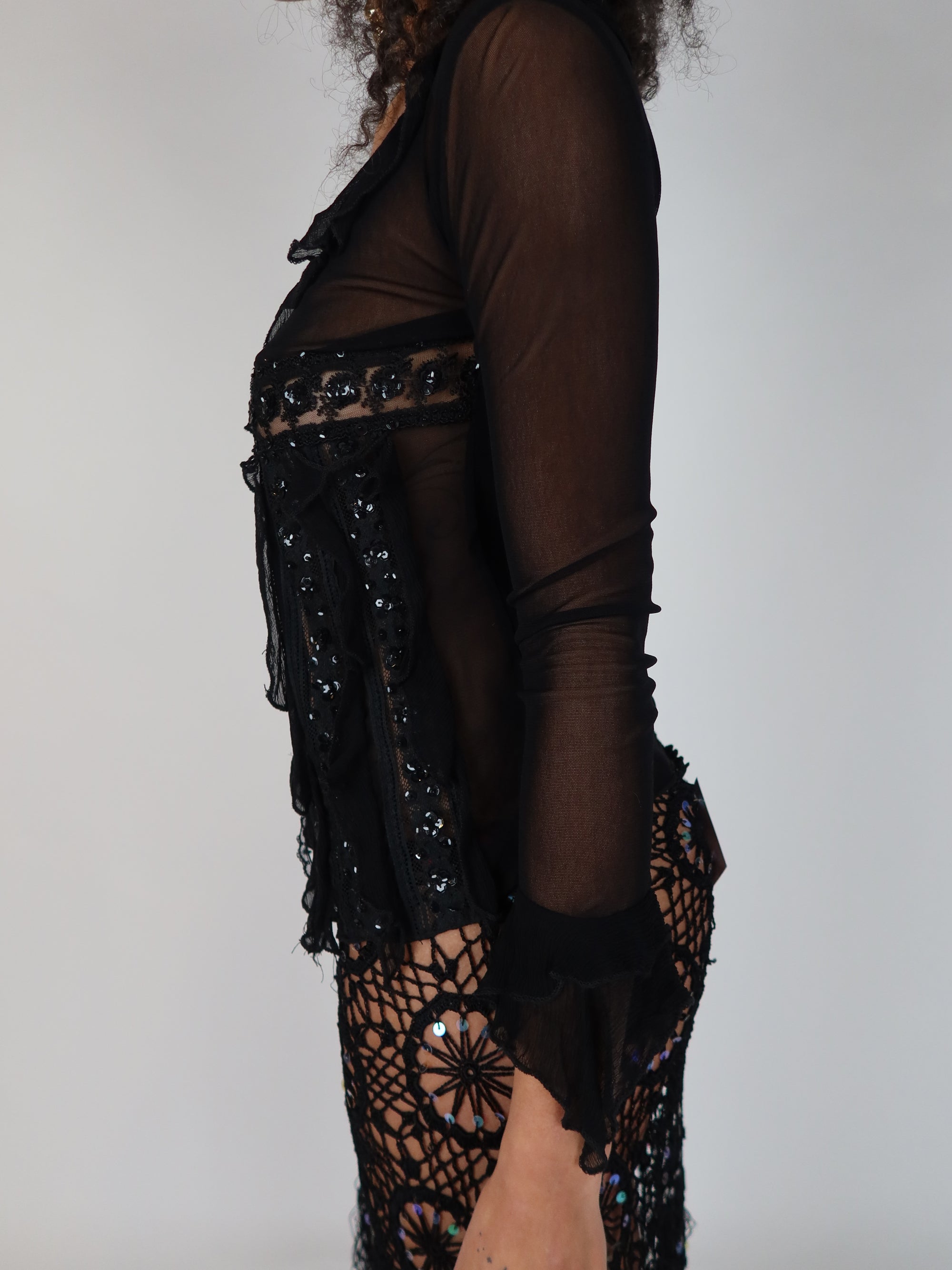 Sheer Sequin Blouse S/M