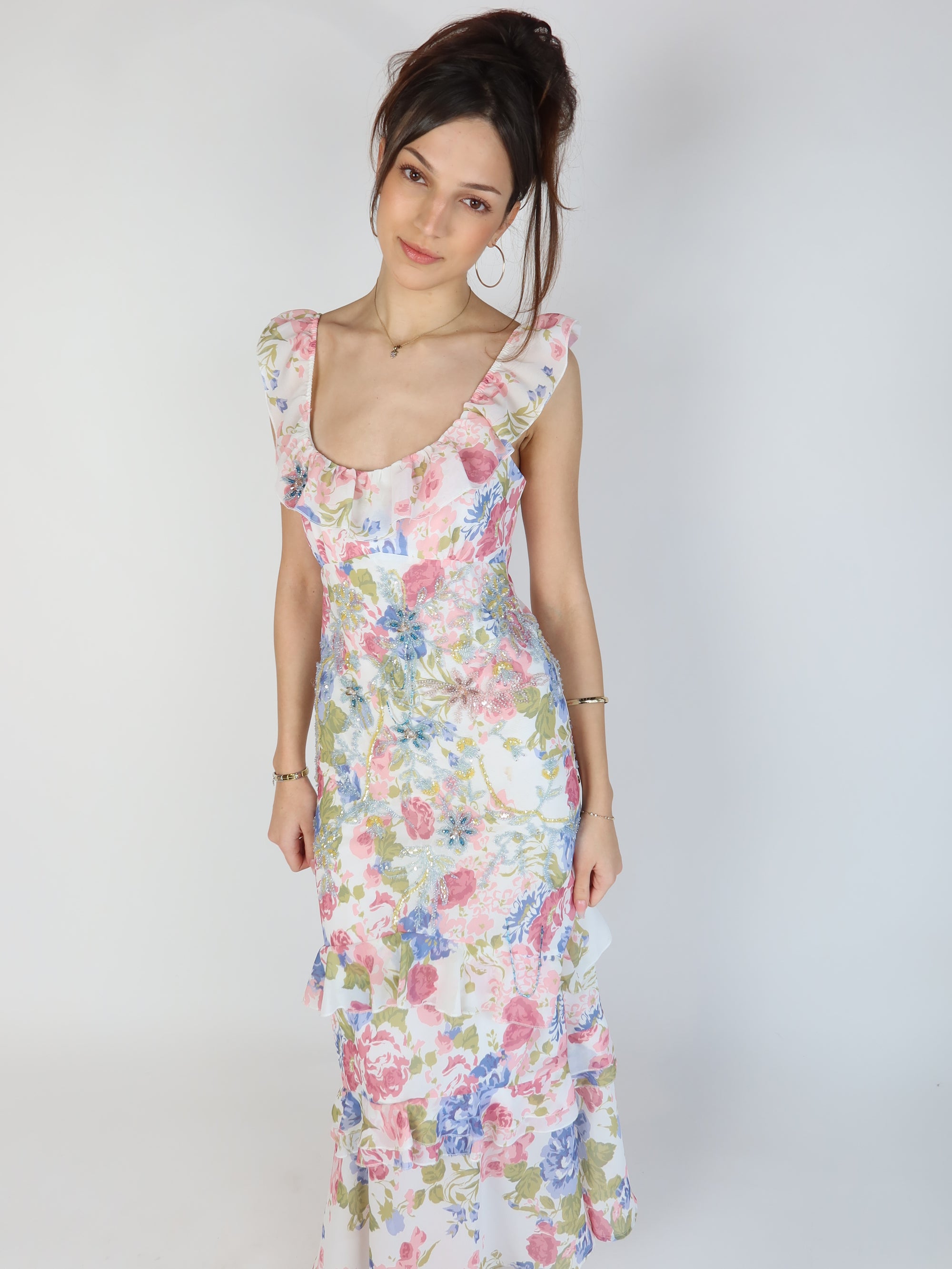 Floral Beaded Maxi Dress S/M