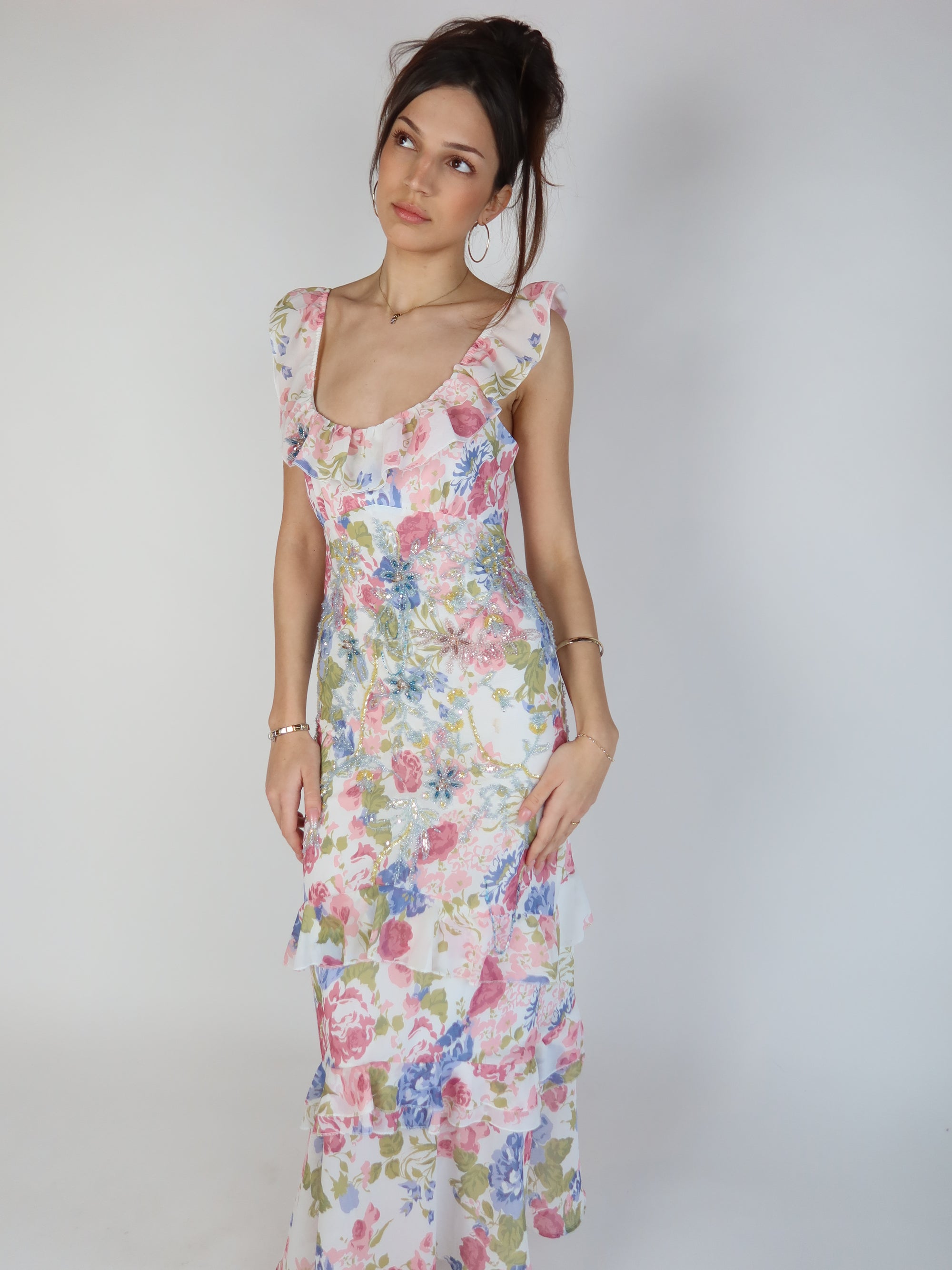 Floral Beaded Maxi Dress S/M