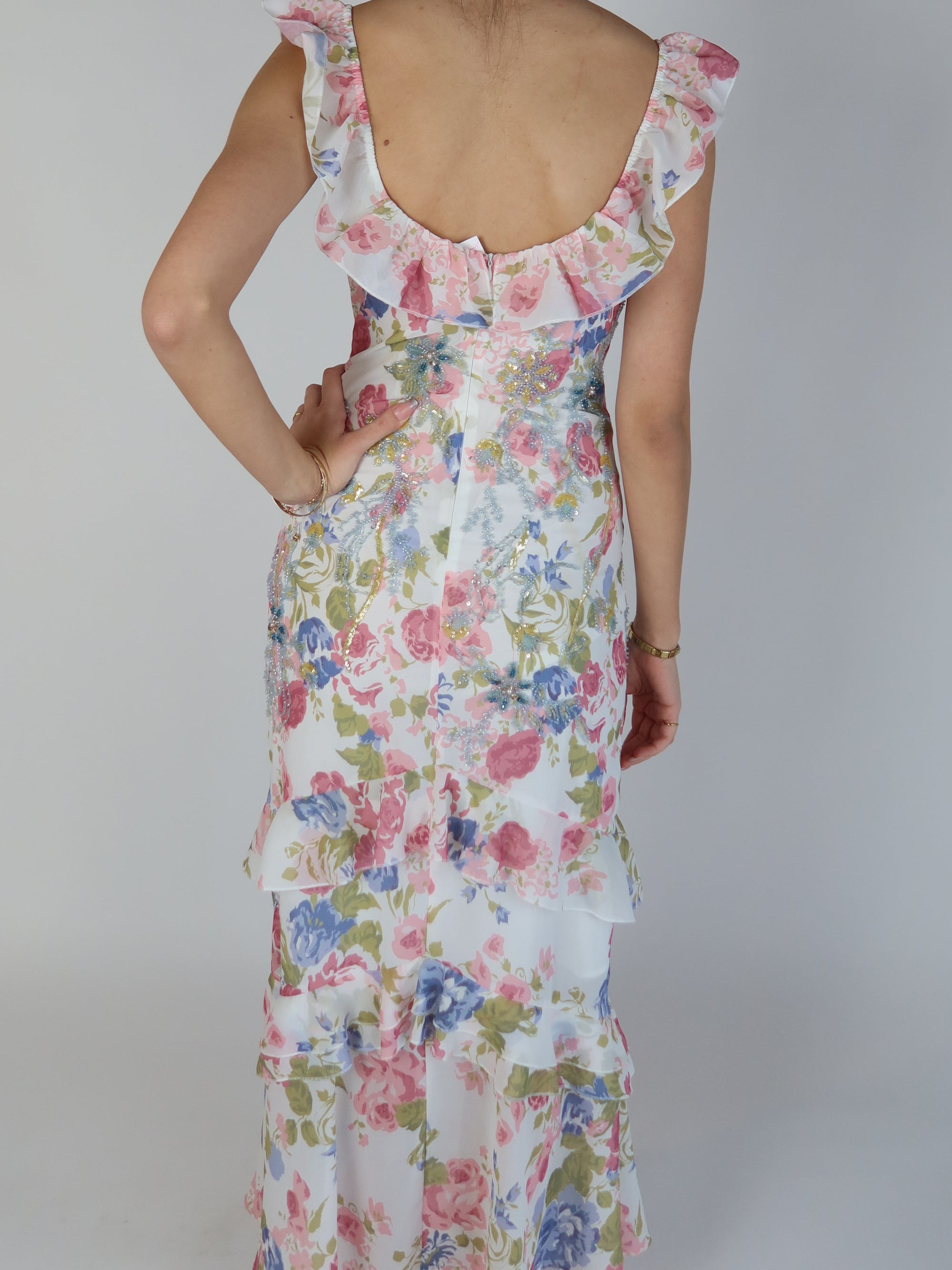 Floral Beaded Maxi Dress S/M