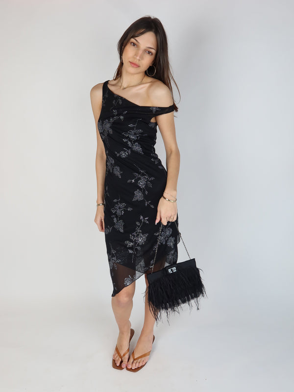 Vintage Y2K one shoulder dress, Y2K resale clothing at Brat's Closet.
