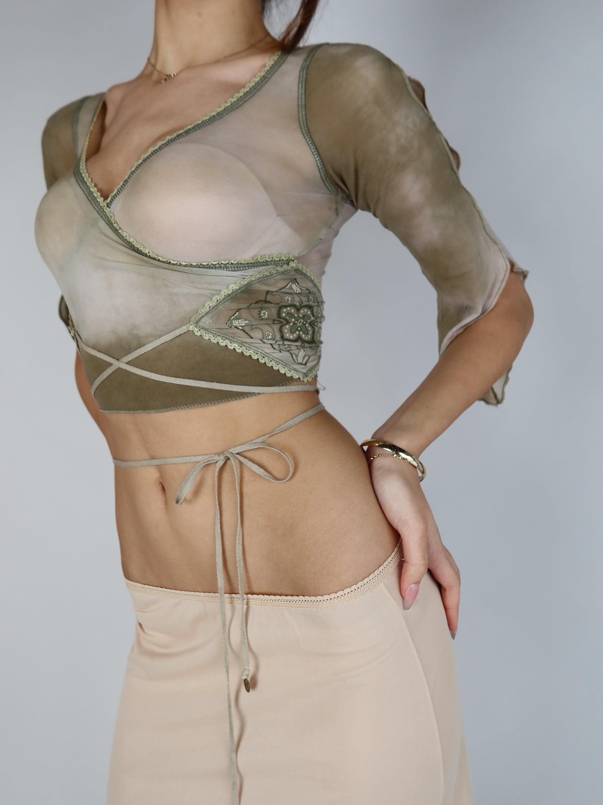 Y2K Boho Wrap Top XS/S
