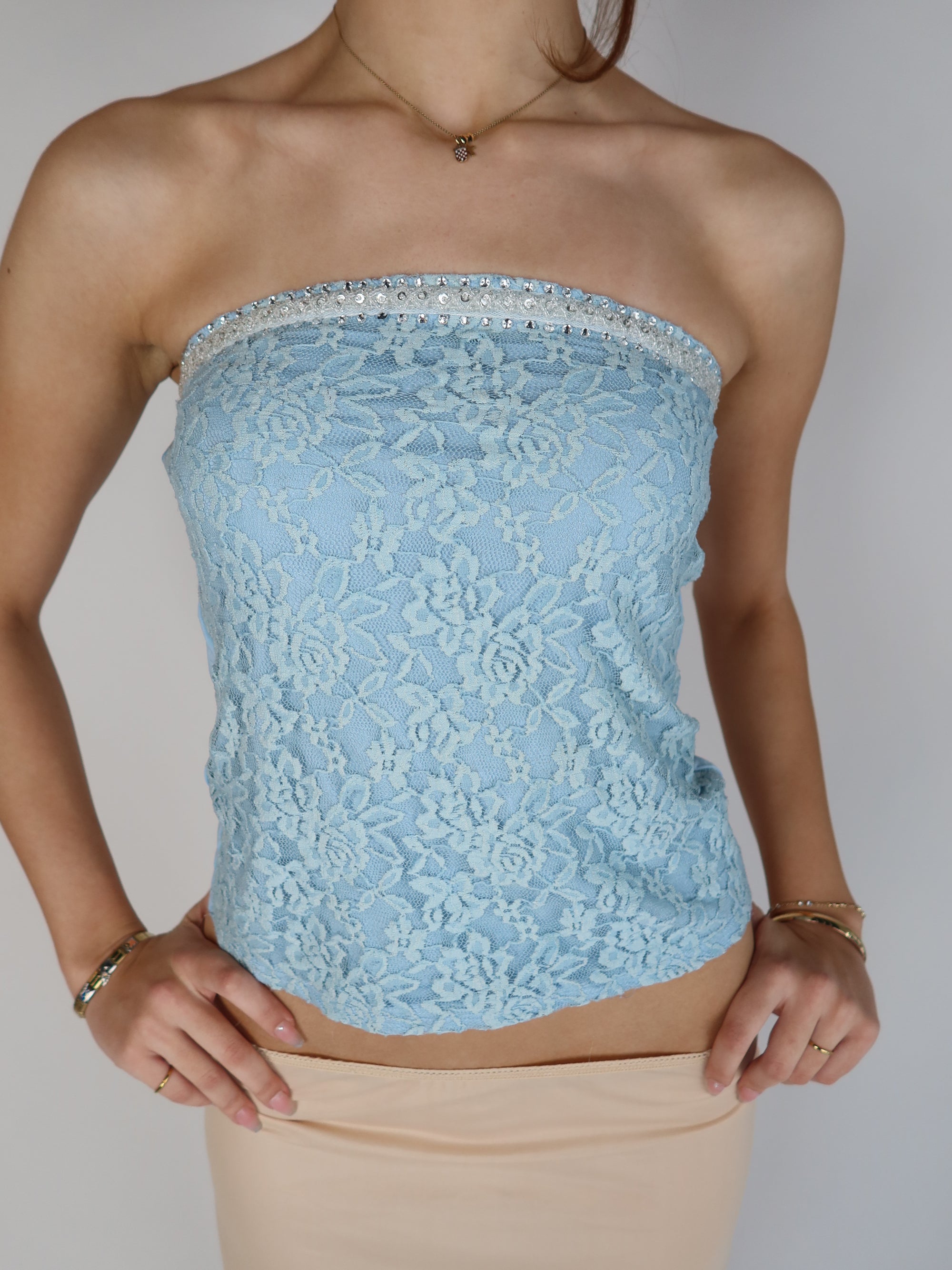 Y2K Lace Tube Top S