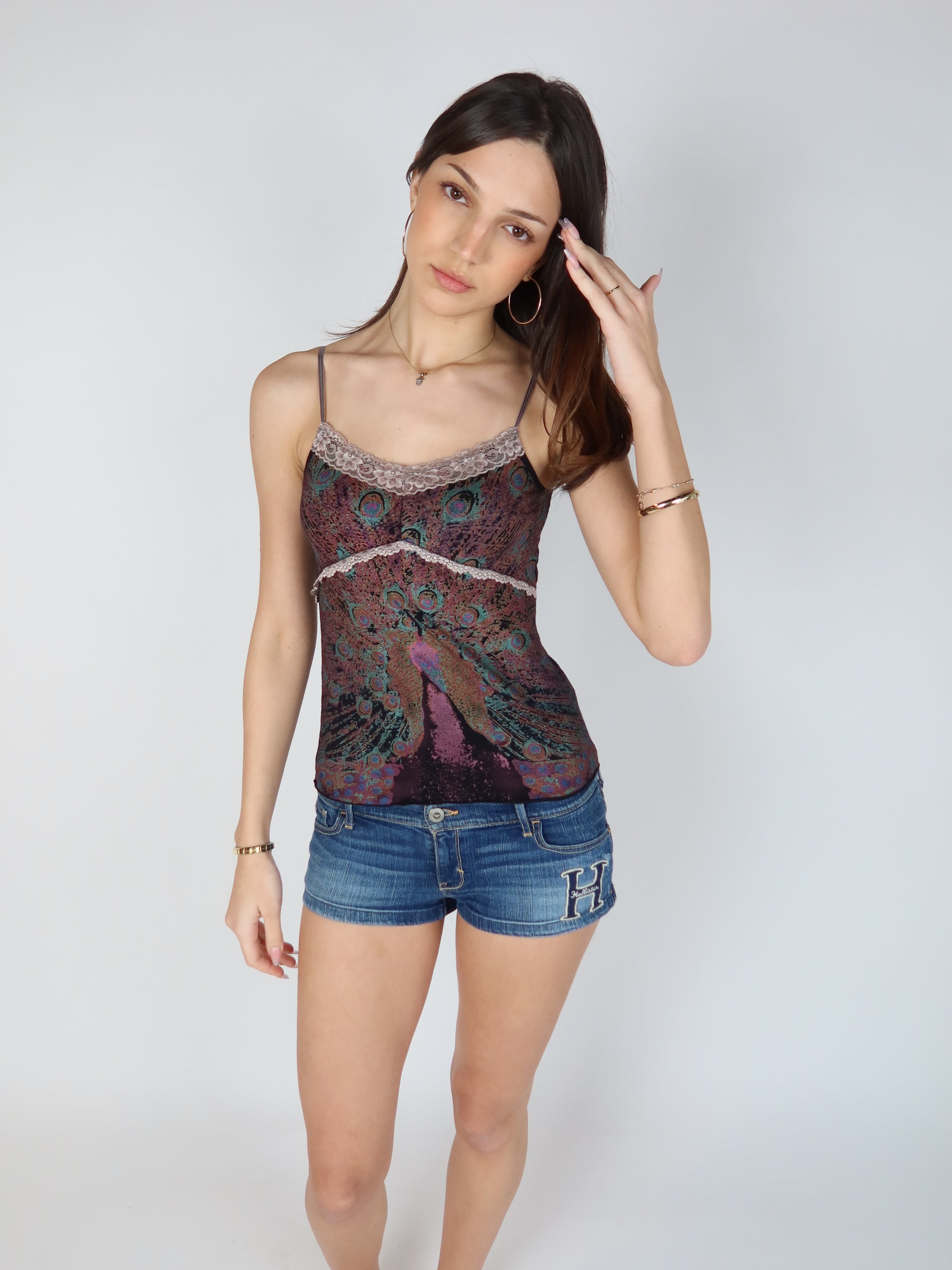 Y2K Peacock Tank XS/S
