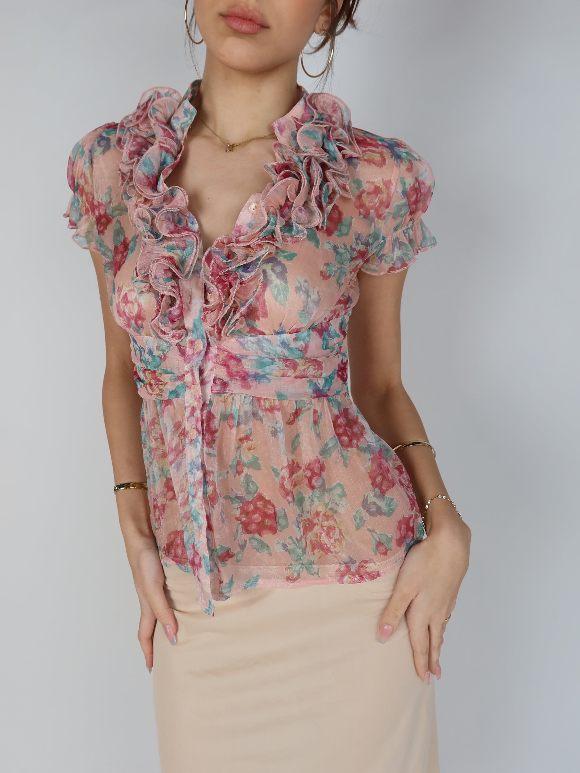 Y2K Ruffle Blouse S/M