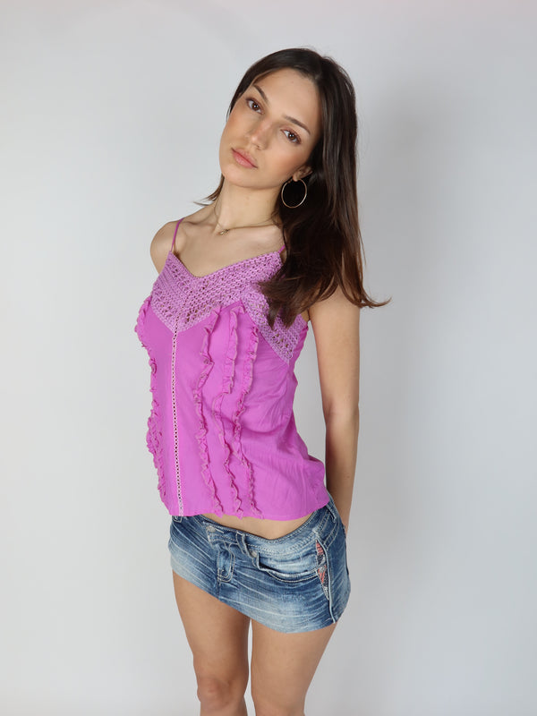 Vintage Y2K magenta cami, resale clothing at Brat's Closet.