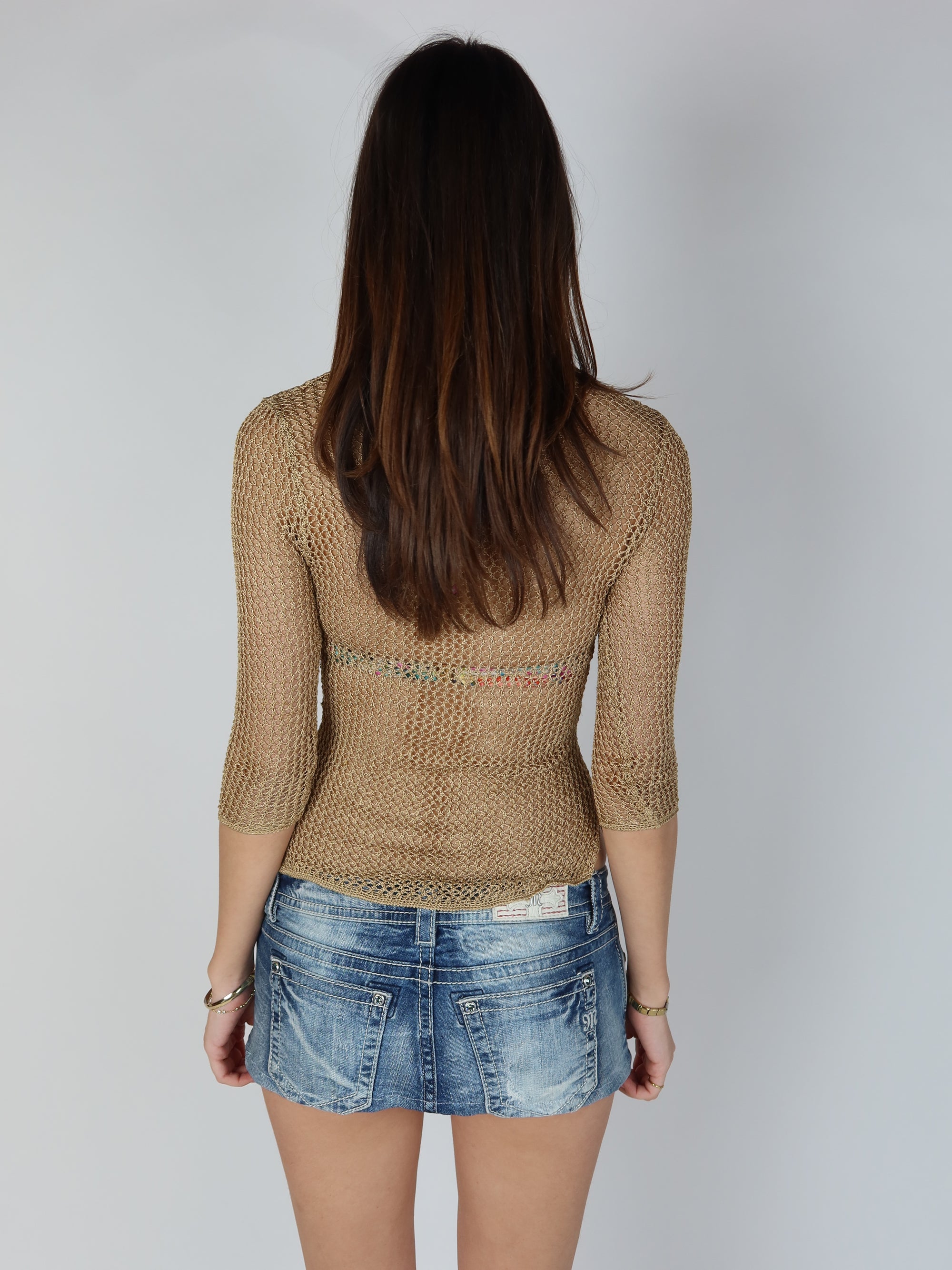 Y2K Metallic Crochet Knit XS/S