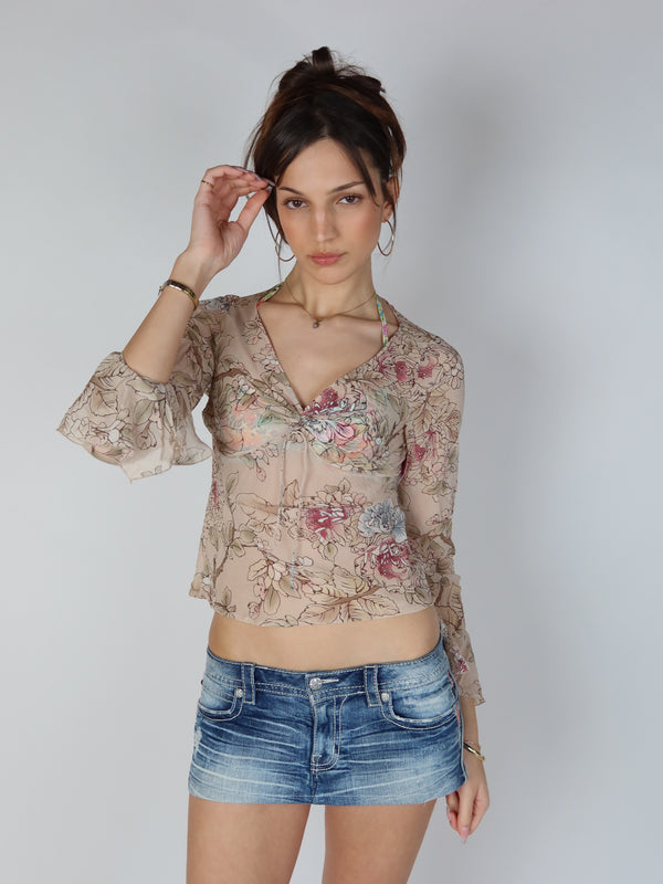 Vintage Y2K silk blouse, resale clothing at Brat's Closet.