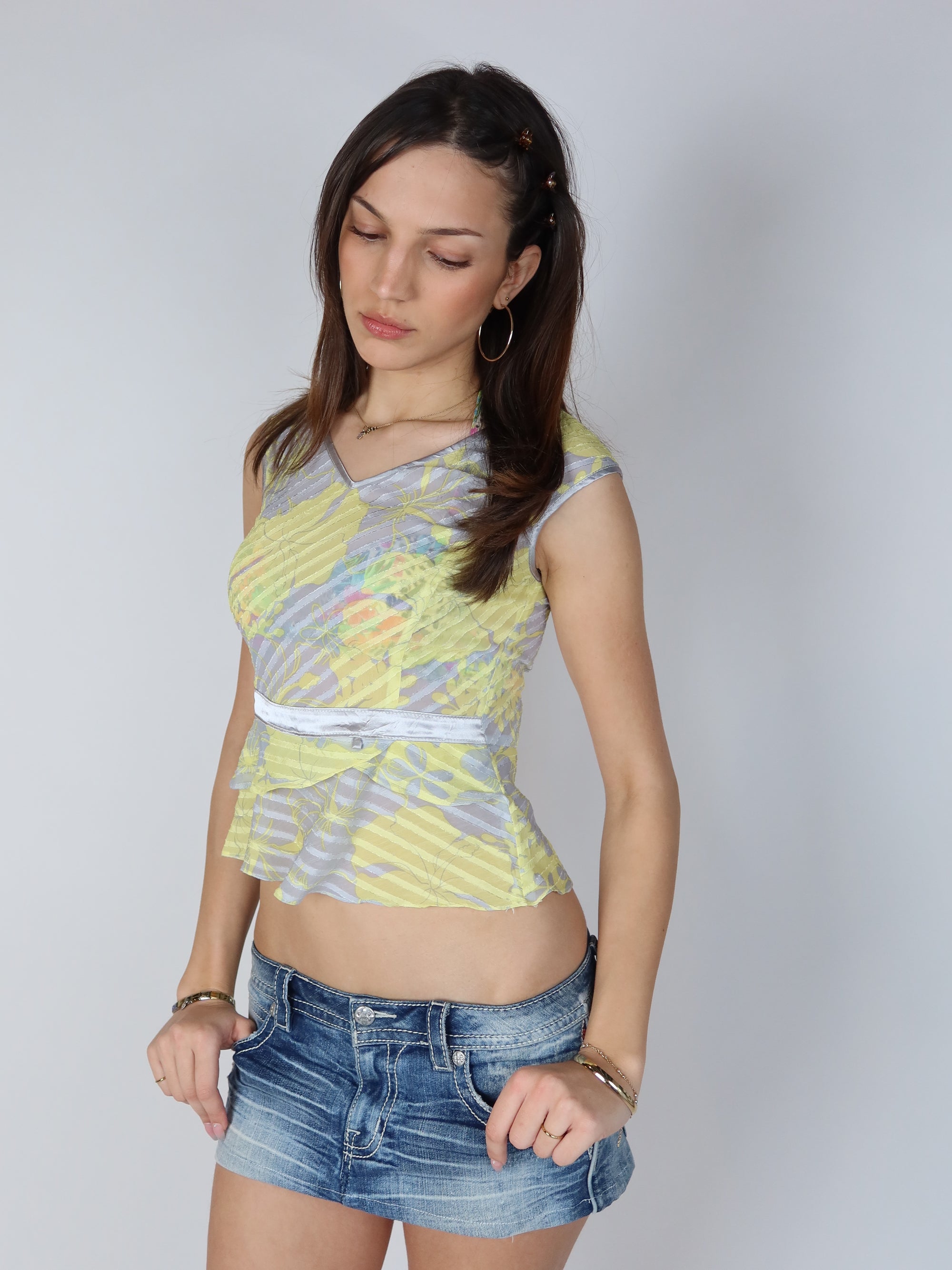 Y2K Pastel Floral Top XS/S