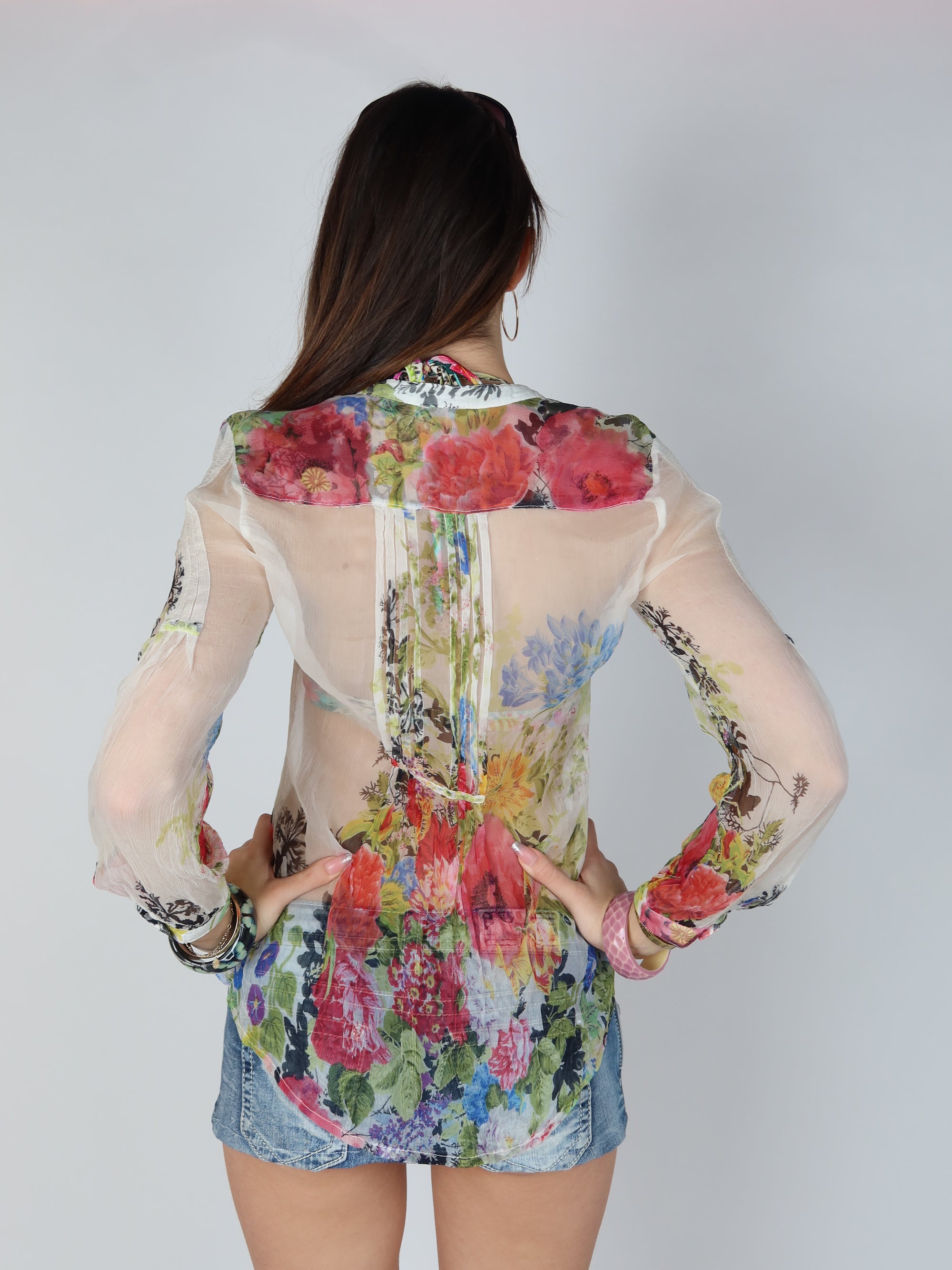 Fairycore Chiffon Floral Blouse S/M