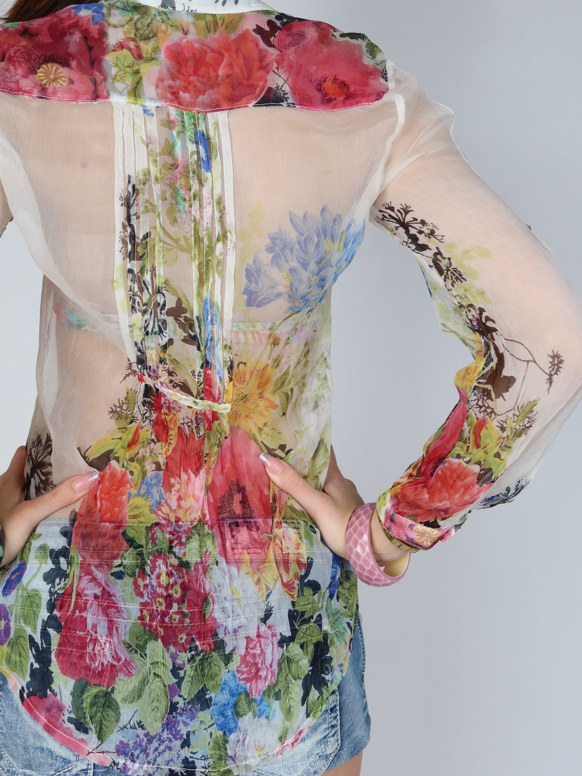 Fairycore Chiffon Floral Blouse S/M